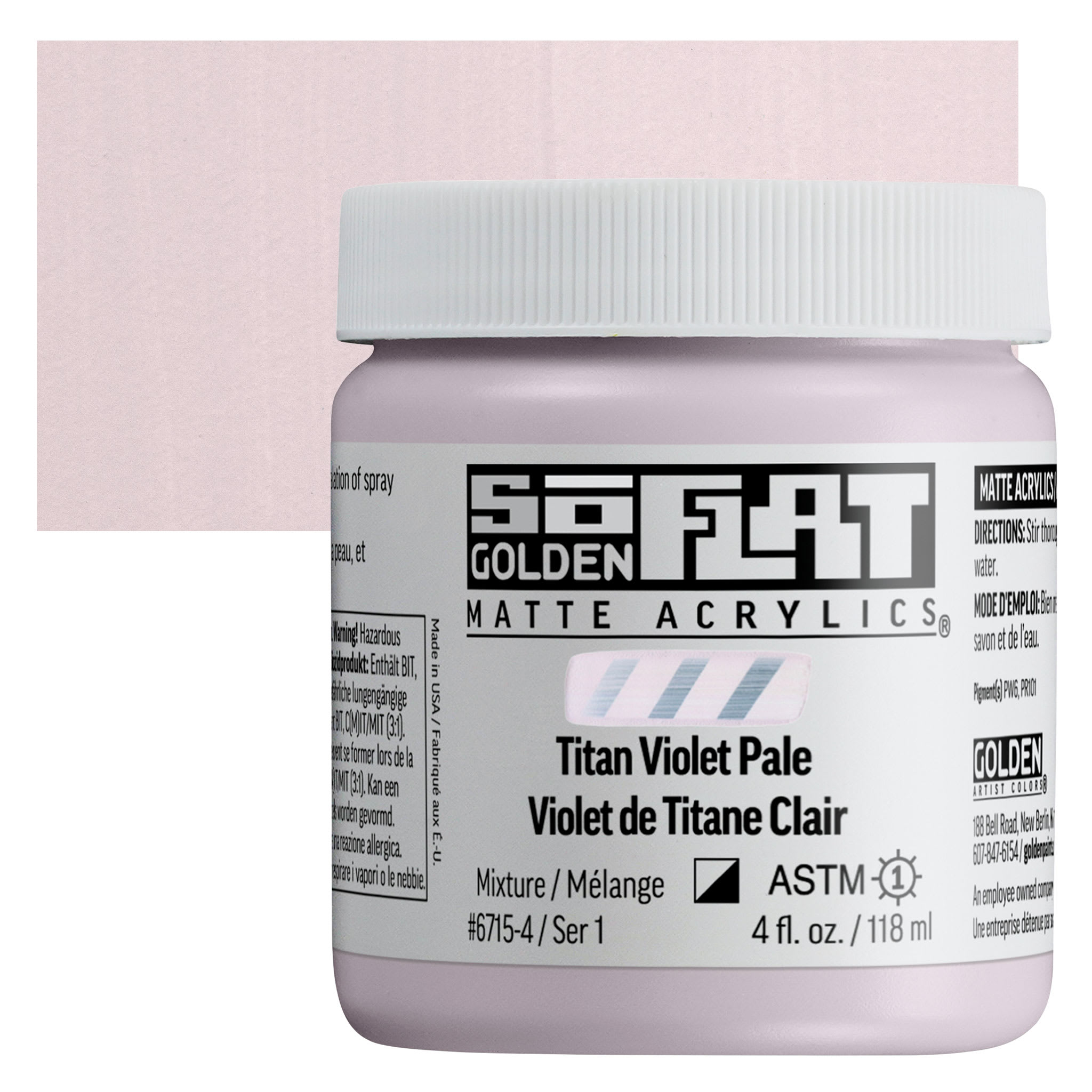 Golden SoFlat Matte Acrylic Paint - Titan Violet Pale, 118 ml, Jar