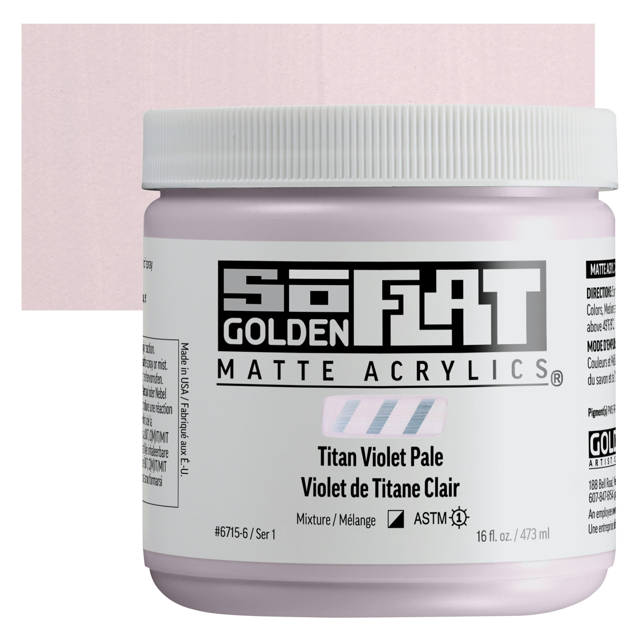 Golden SoFlat Matte Acrylic Paint - Titan Violet Pale, 473 ml, Jar