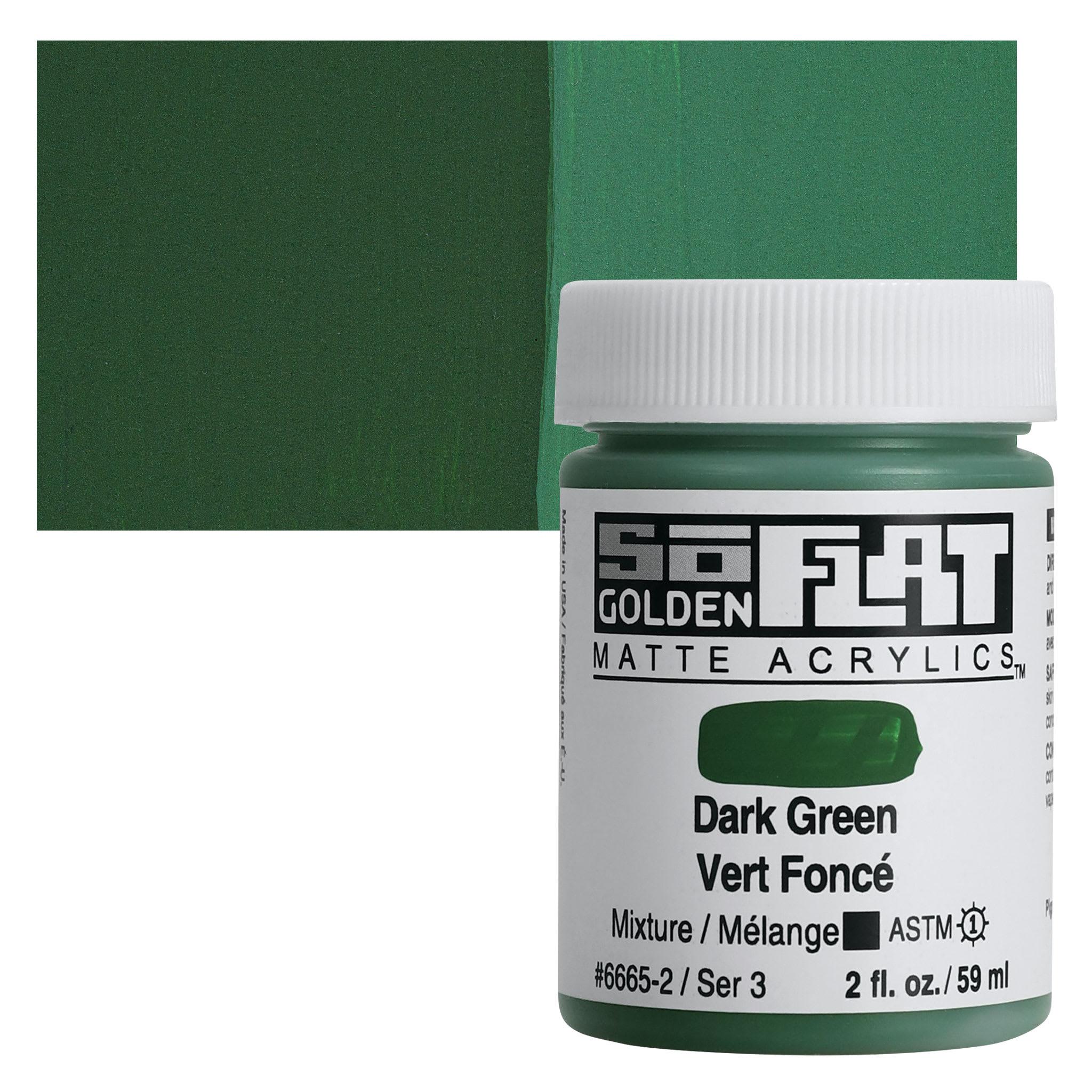 Golden SoFlat Matte Acrylic Paint - Dark Green, 59 ml, Jar