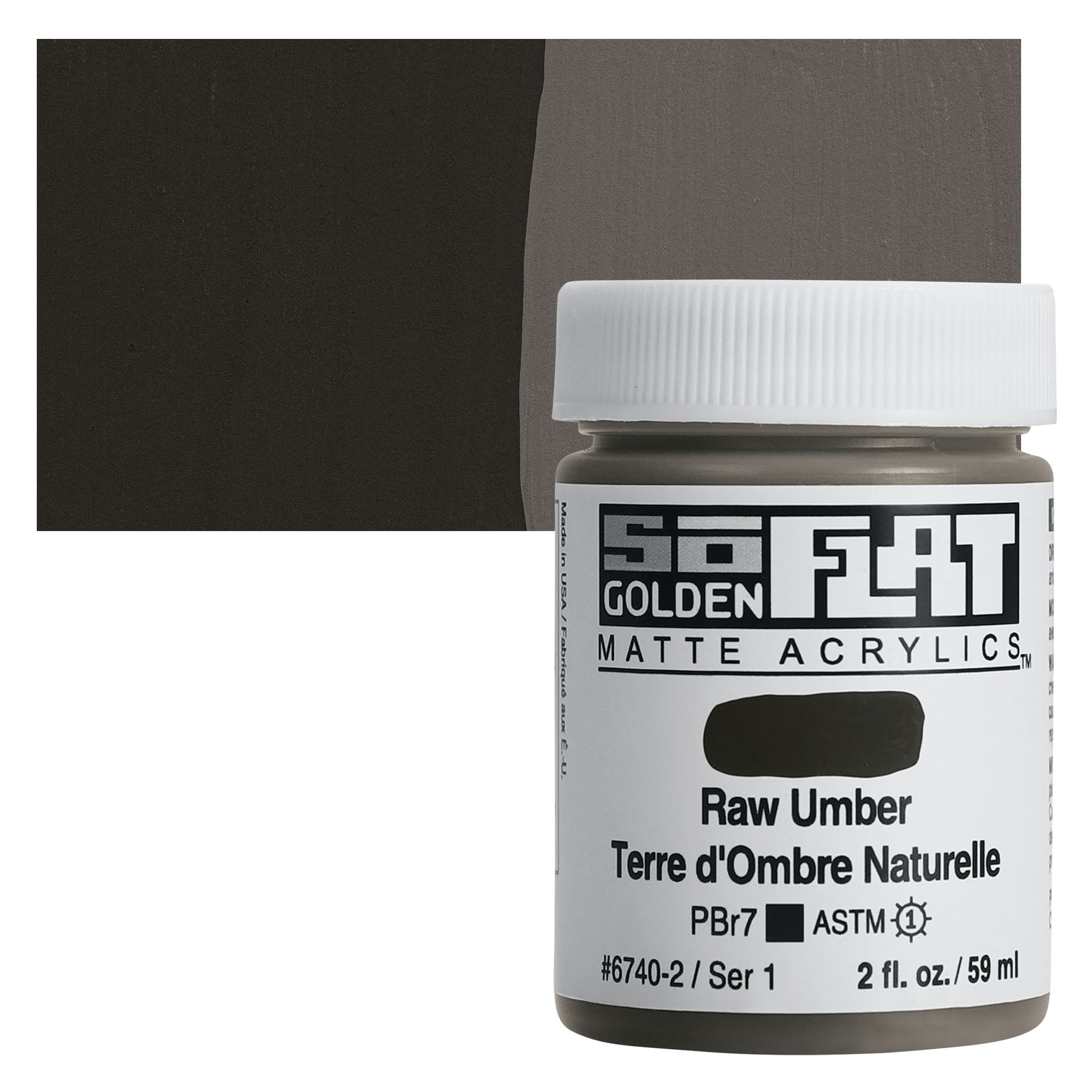 Golden SoFlat Matte Acrylic Paint - Raw Umber, 59 ml, Jar