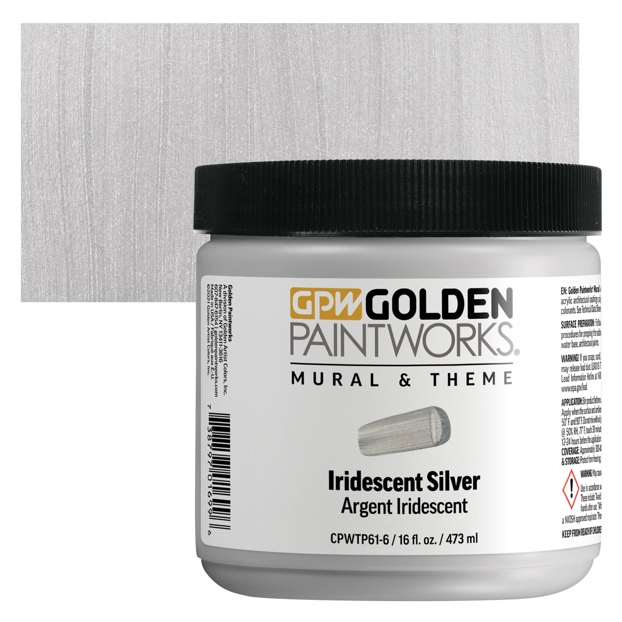 Golden Paintworks Mural and Theme Acrylic Paint - Iridescent Silver, 16 oz, Jar