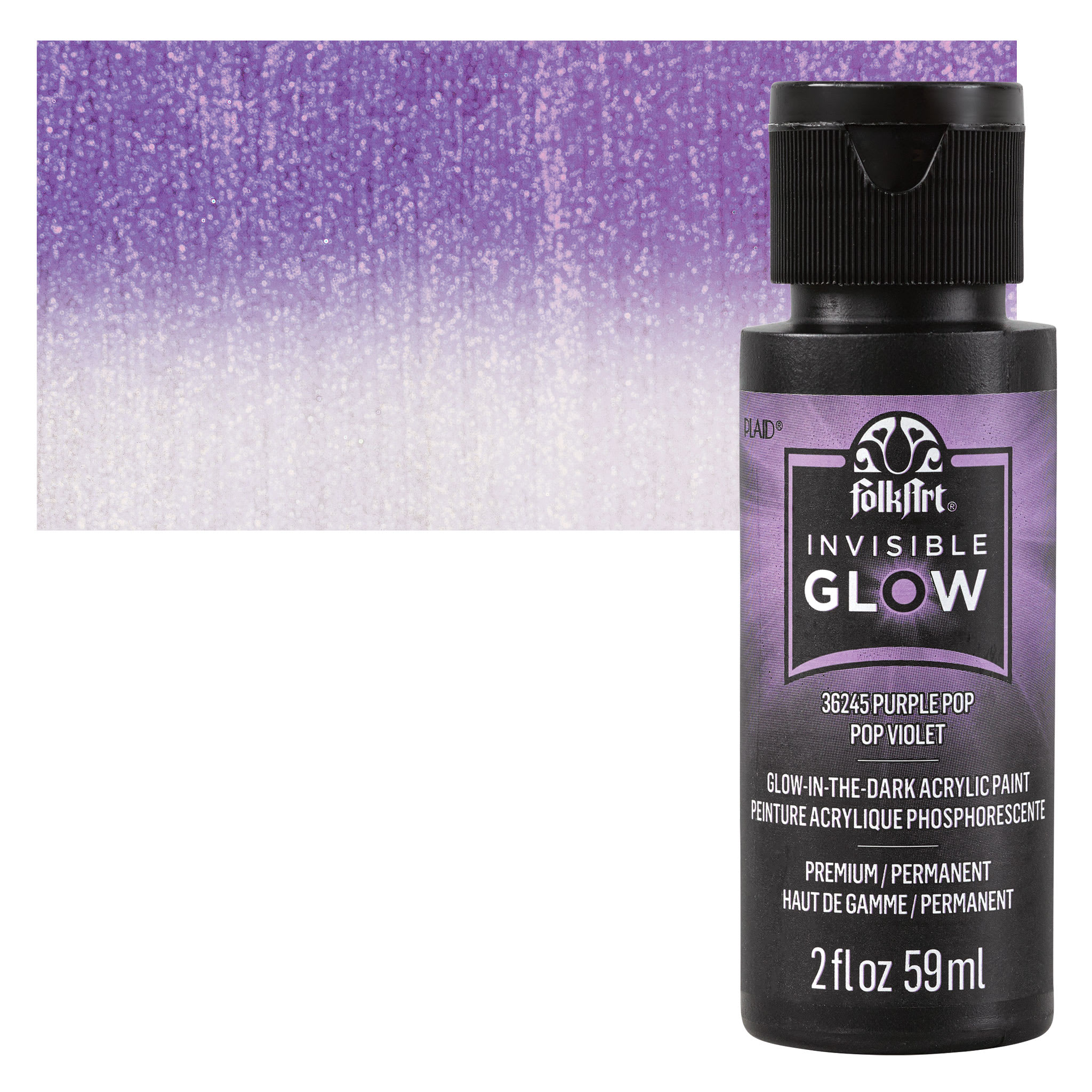 FolkArt® Invisible Glow in the Dark Acrylic Paint By Folk Art in Purple Pop | 2 fl oz
