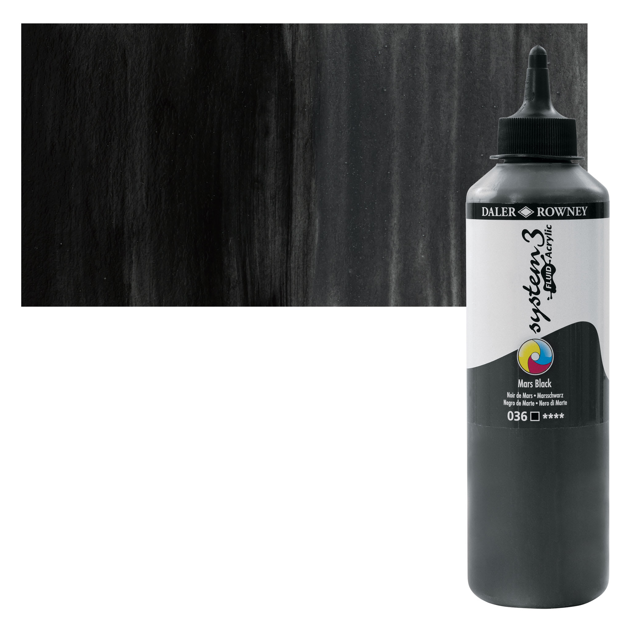 Daler-Rowney System3 Fluid Acrylic - Mars Black, 500 ml