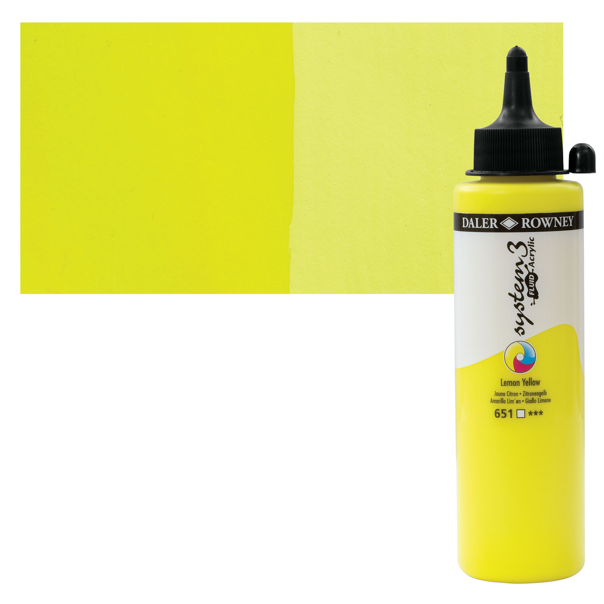 Daler-Rowney System3 Fluid Acrylic - Lemon Yellow, 250 ml