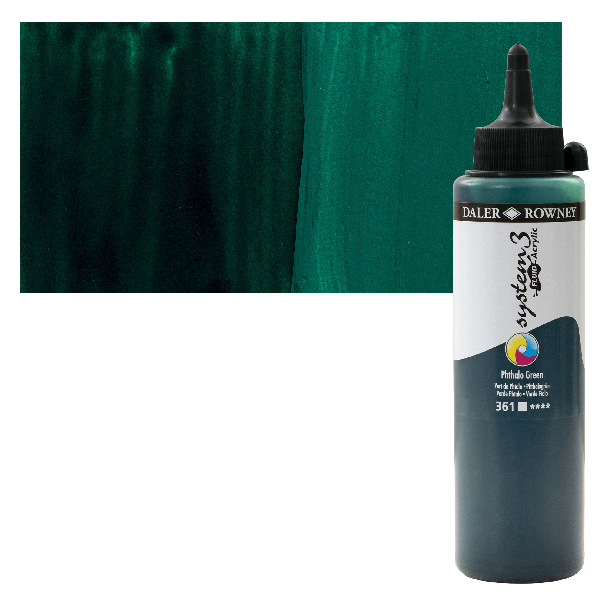 Daler-Rowney System3 Fluid Acrylic - Phthalo Green, 250 ml
