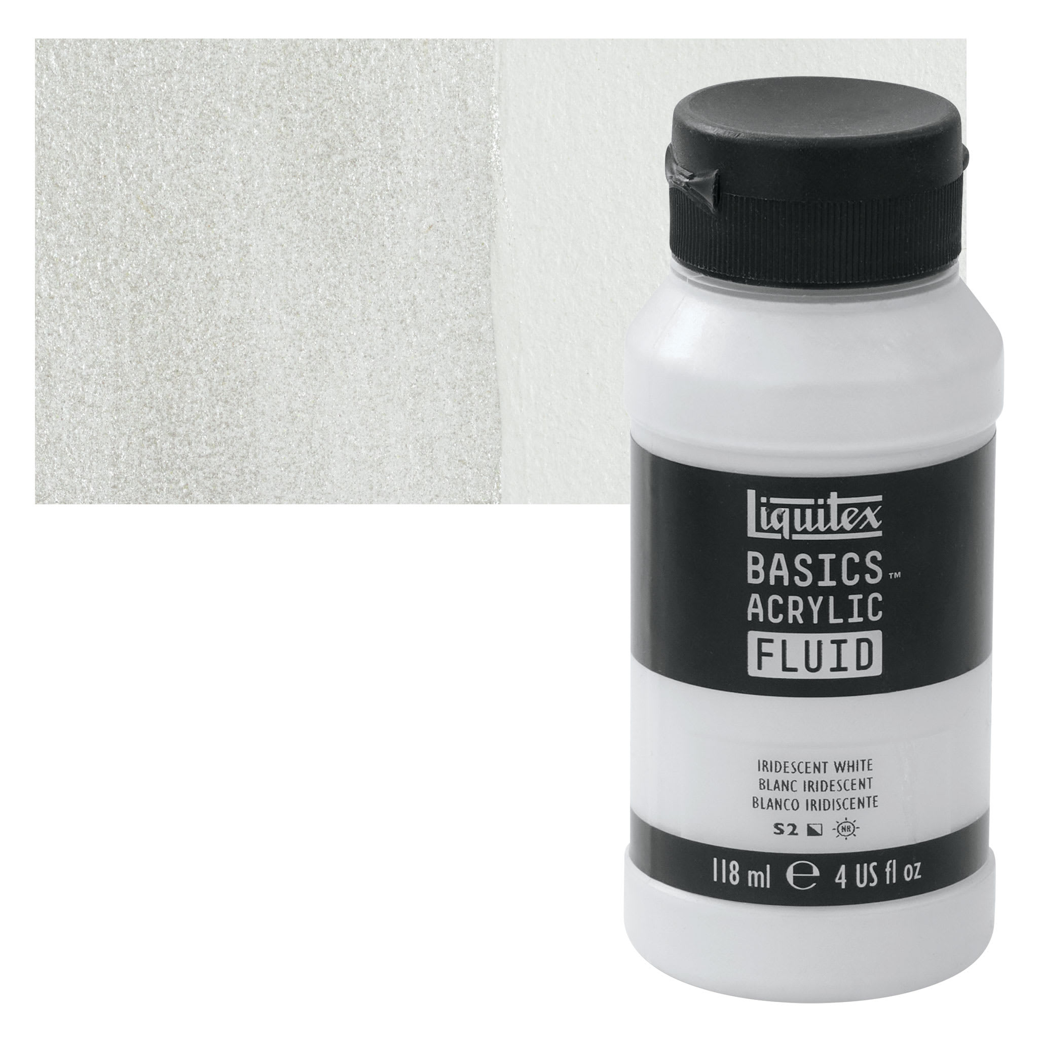 12 Pack: Liquitex® BASICS® Acrylic Fluid, 4 oz Paint in Iridescent White | 4 fl oz