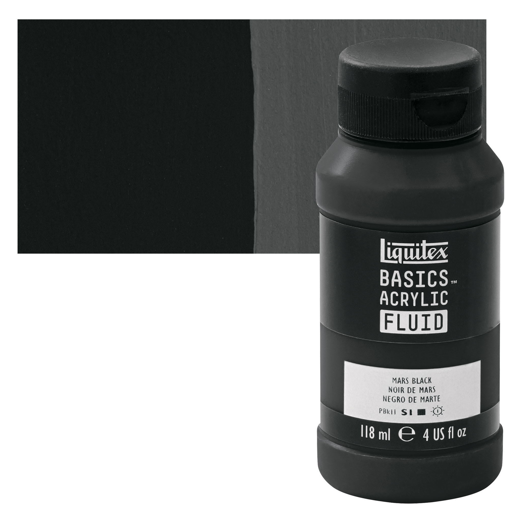12 Pack: Liquitex® BASICS® Acrylic Fluid, 4 oz Paint in Mars Black | 4 fl oz