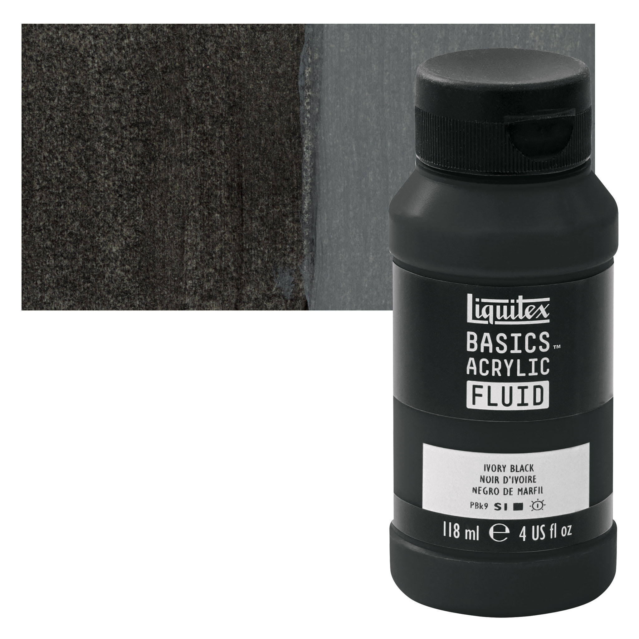 12 Pack: Liquitex® BASICS® Acrylic Fluid, 4 oz Paint in Ivory Black | 4 fl oz