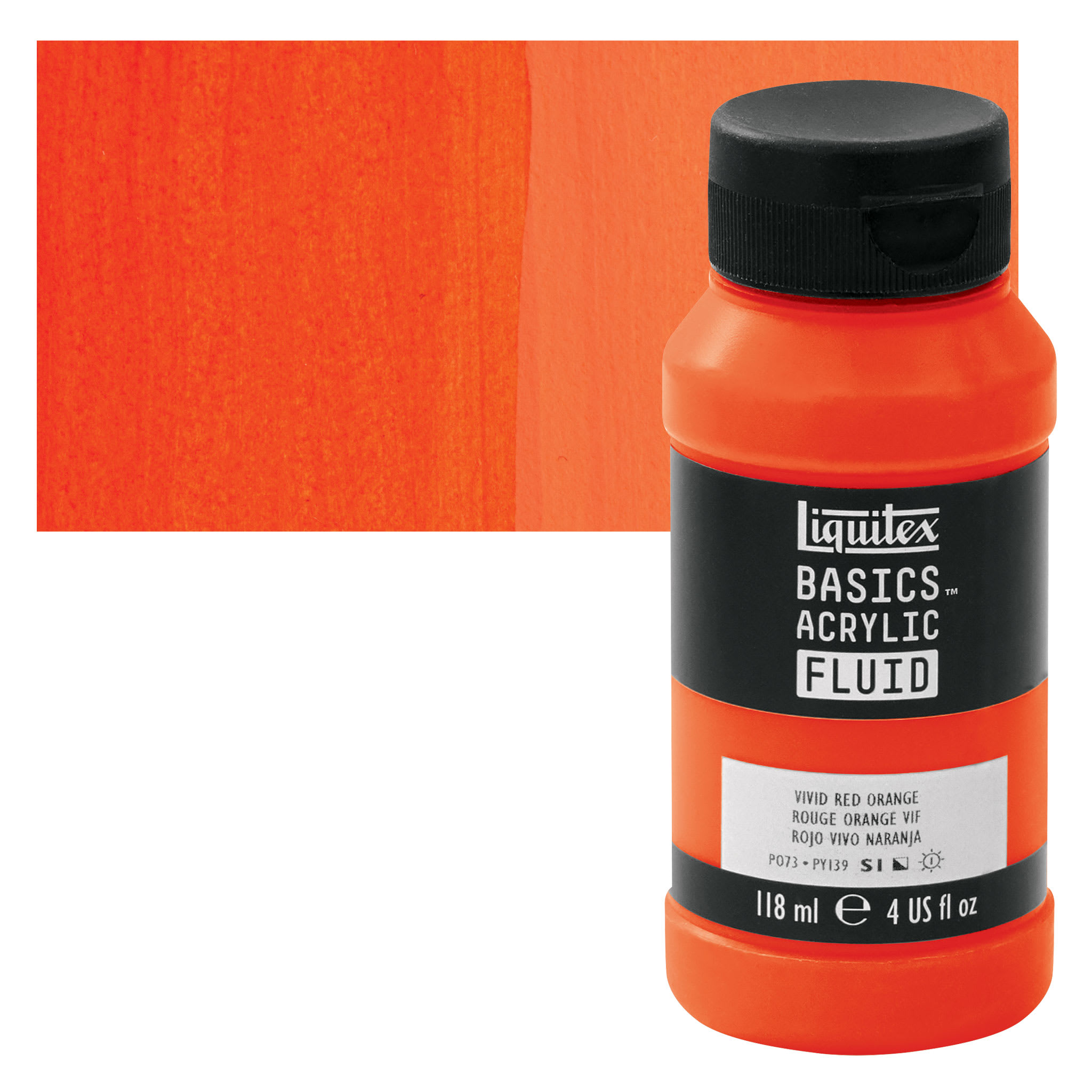 Liquitex® BASICS® 4 oz Acrylic Fluid Paint in 620 Vivid Red Orange | 4 fl oz