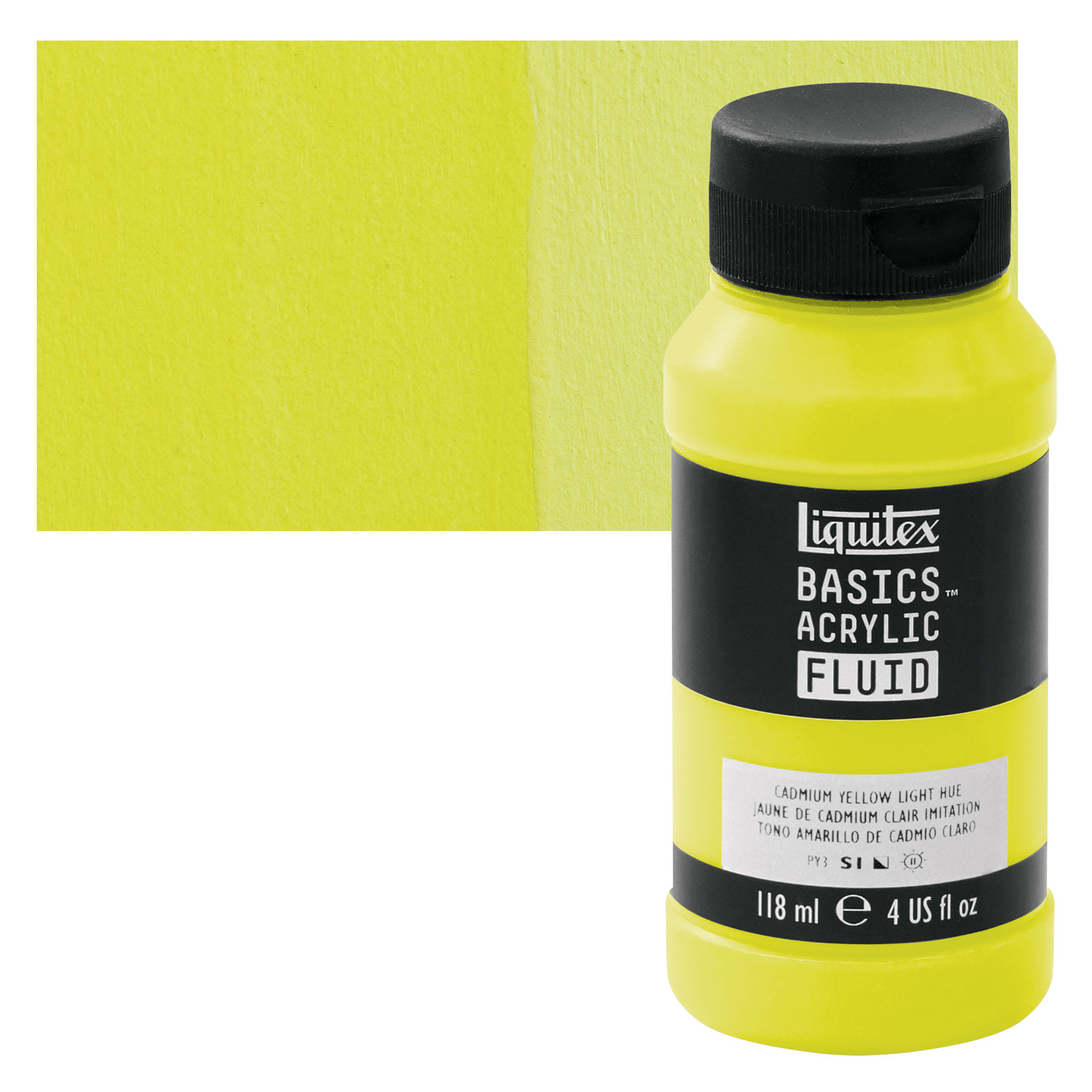 12 Pack: Liquitex® BASICS® Acrylic Fluid, 4 oz Paint in Cadmium Yellow Light Hue | 4 fl oz