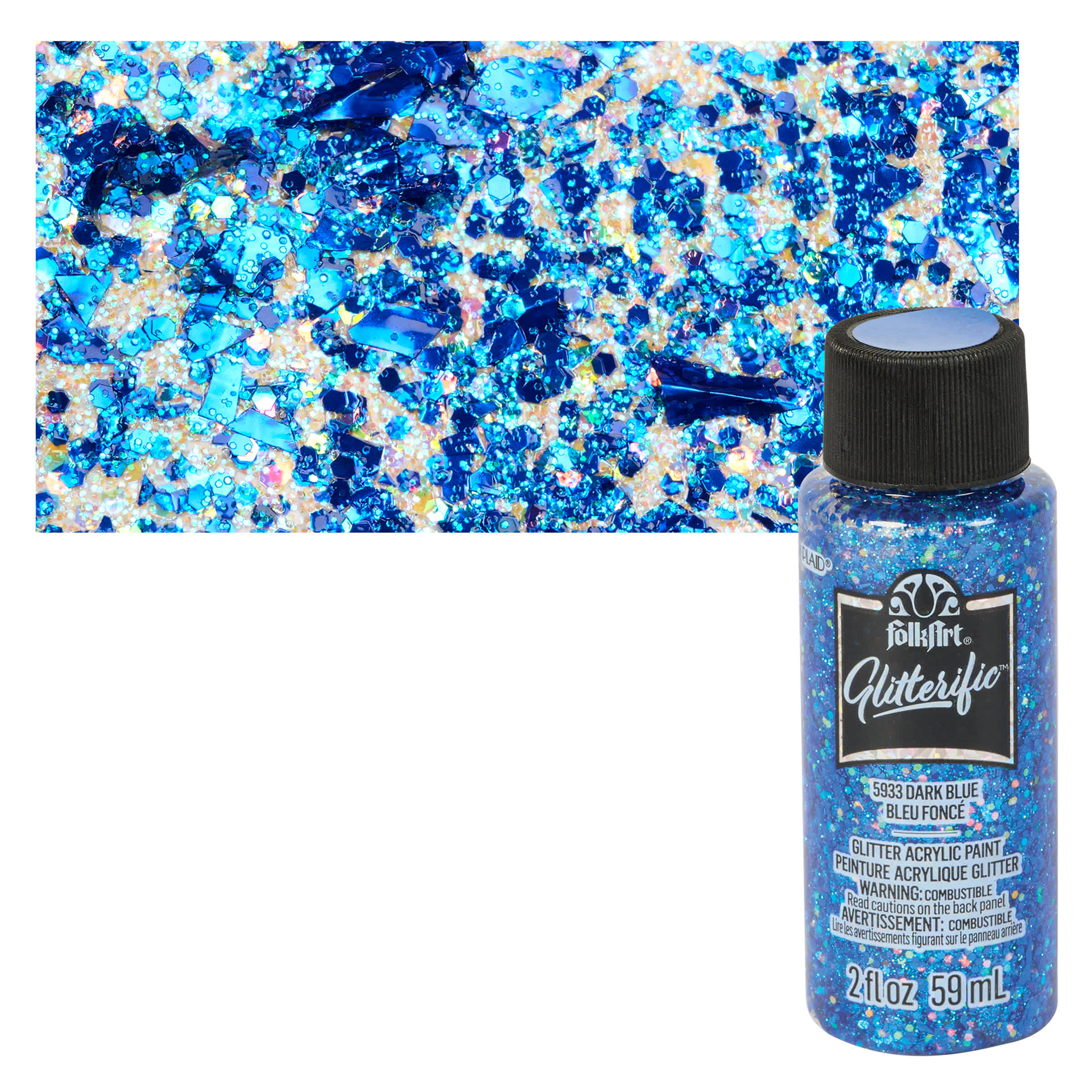 12 Pack: FolkArt® Glitterific™ Acrylic Paint By Folk Art in 5933 Dark Blue | 2 fl oz