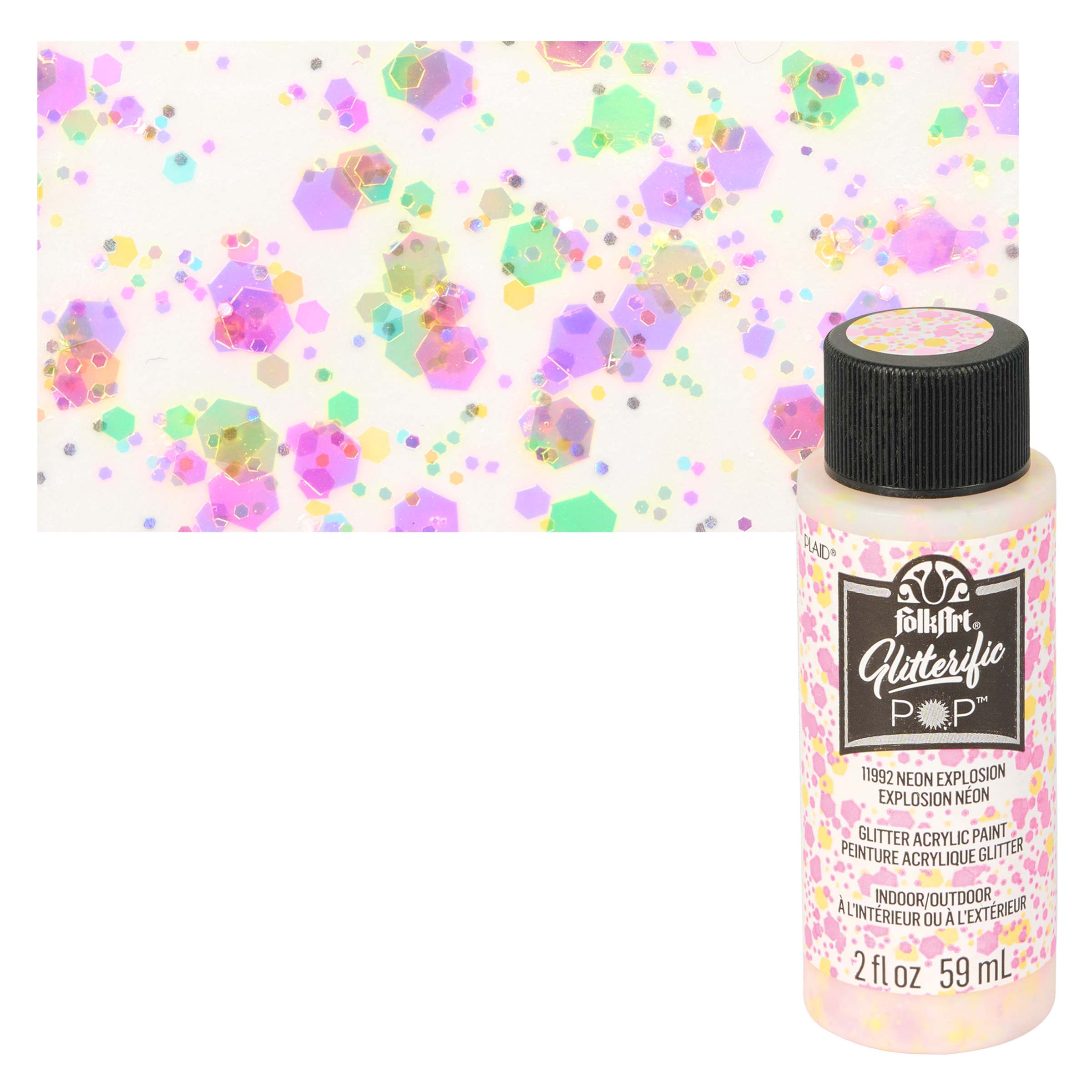 FolkArt Glitterific Pop Acrylic Paint - Neon Explosion, 2 oz