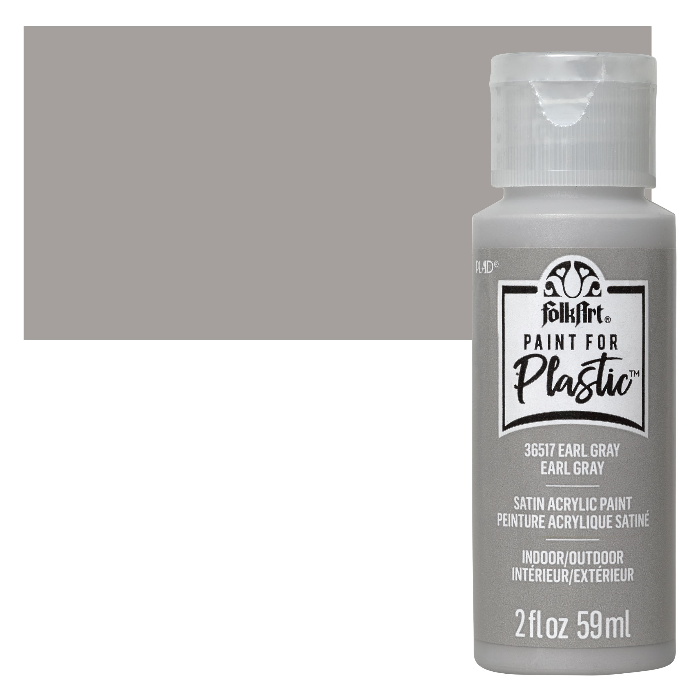 FolkArt ® Paint For Plastic™ Satin Acrylic Paint By Folk Art in 36517 Early Gray | 2 fl oz
