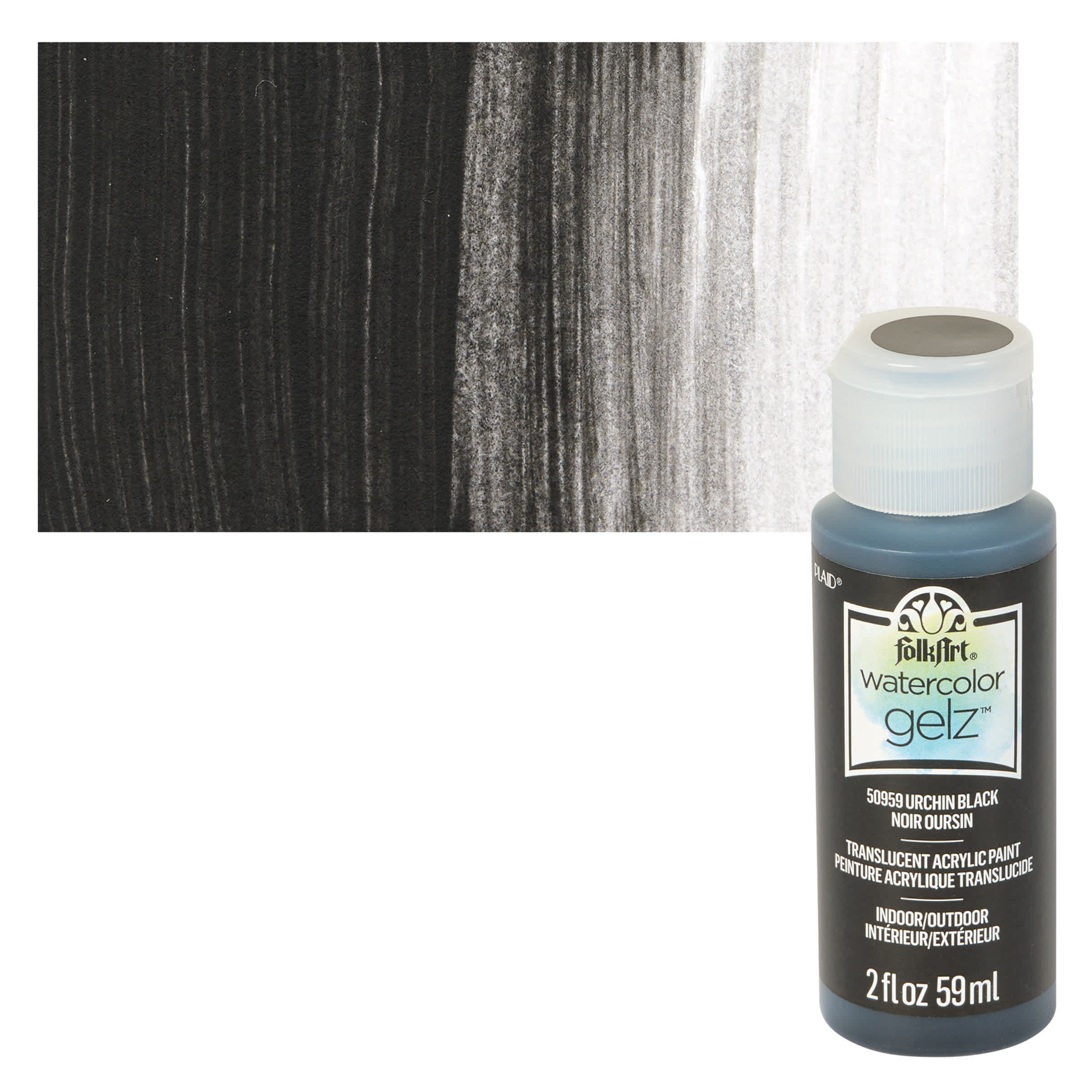 FolkArt Watercolor Gelz Acrylic Paint - Urchin Black, 2 oz