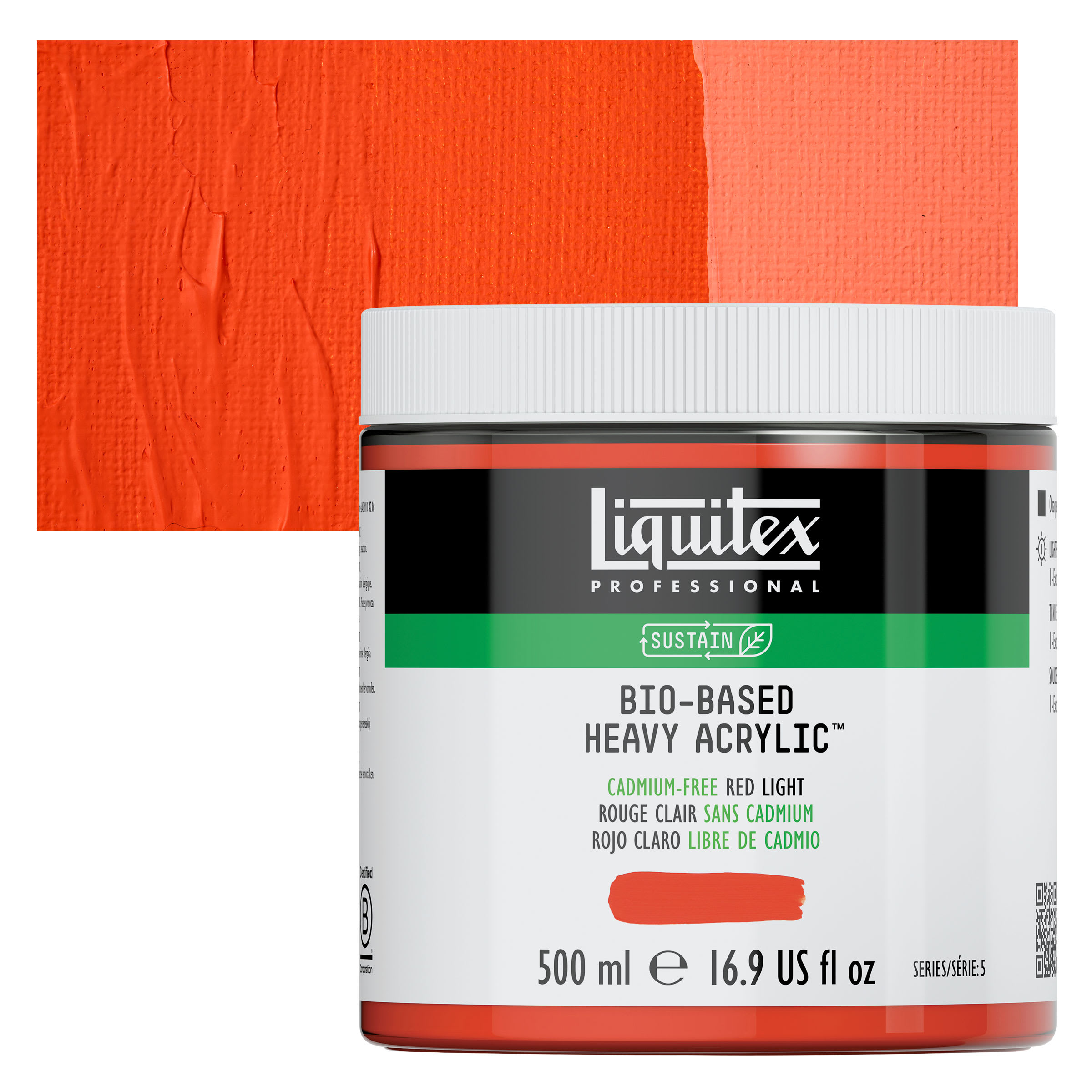 Liquitex Bio-Based Heavy Acrylic Paint - Cadmium-Free Red Light, 500 ml