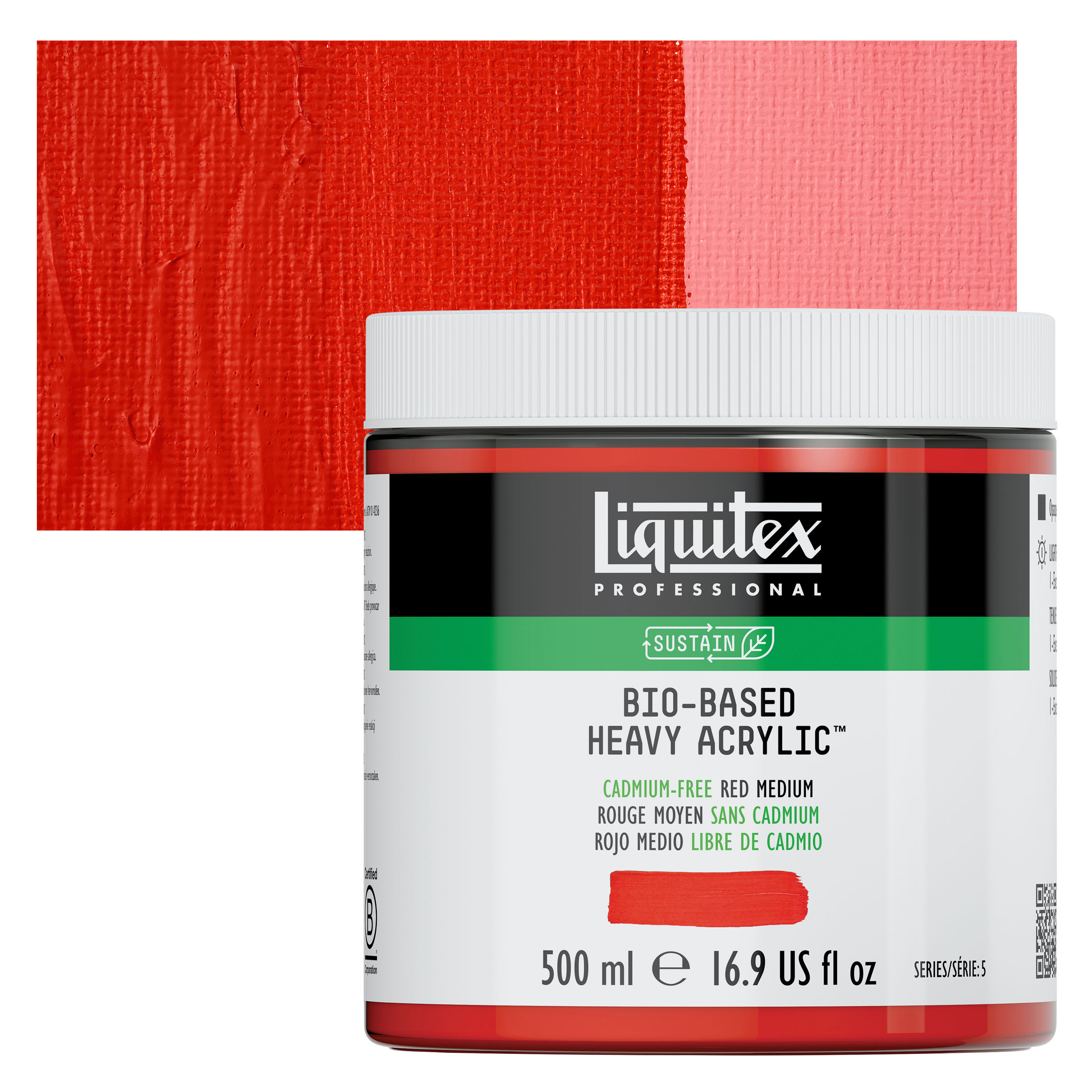 Liquitex Bio-Based Heavy Acrylic Paint - Cadmium-Free Red Medium, 500 ml