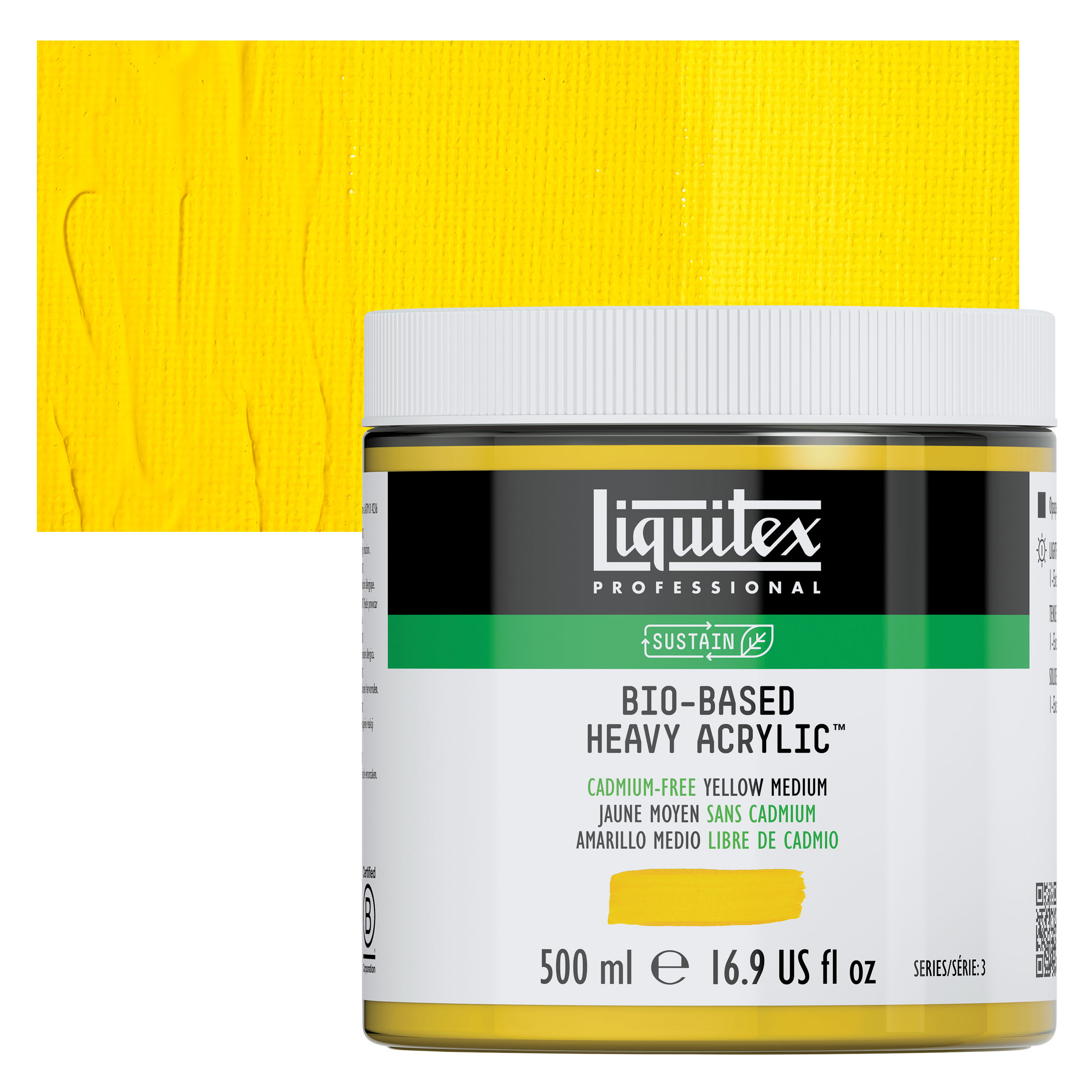 Liquitex Bio-Based Heavy Acrylic Paint - Cadmium-Free Yellow Medium, 500 ml
