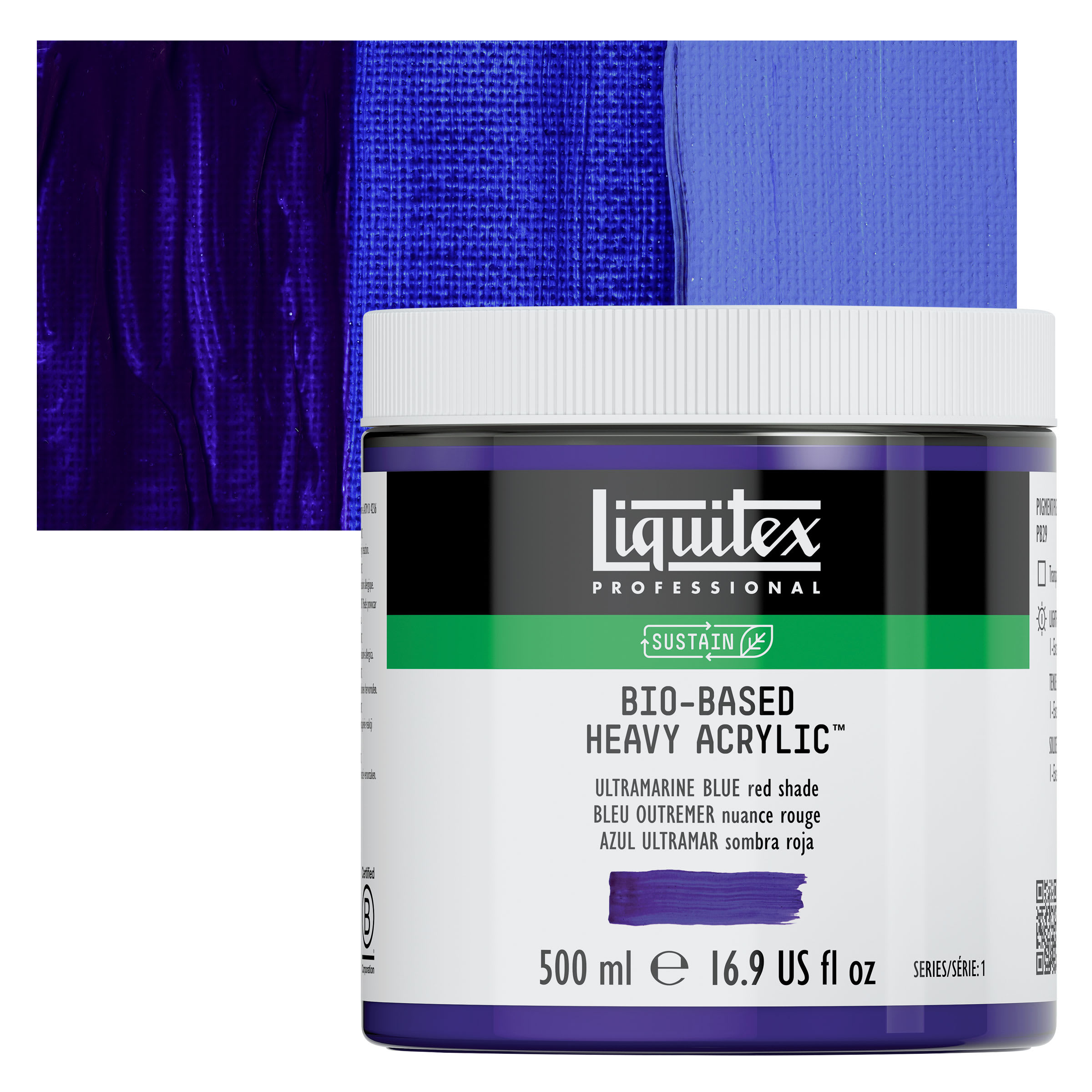 Liquitex Bio-Based Heavy Acrylic Paint - Ultramarine Blue (Red Shade), 500 ml