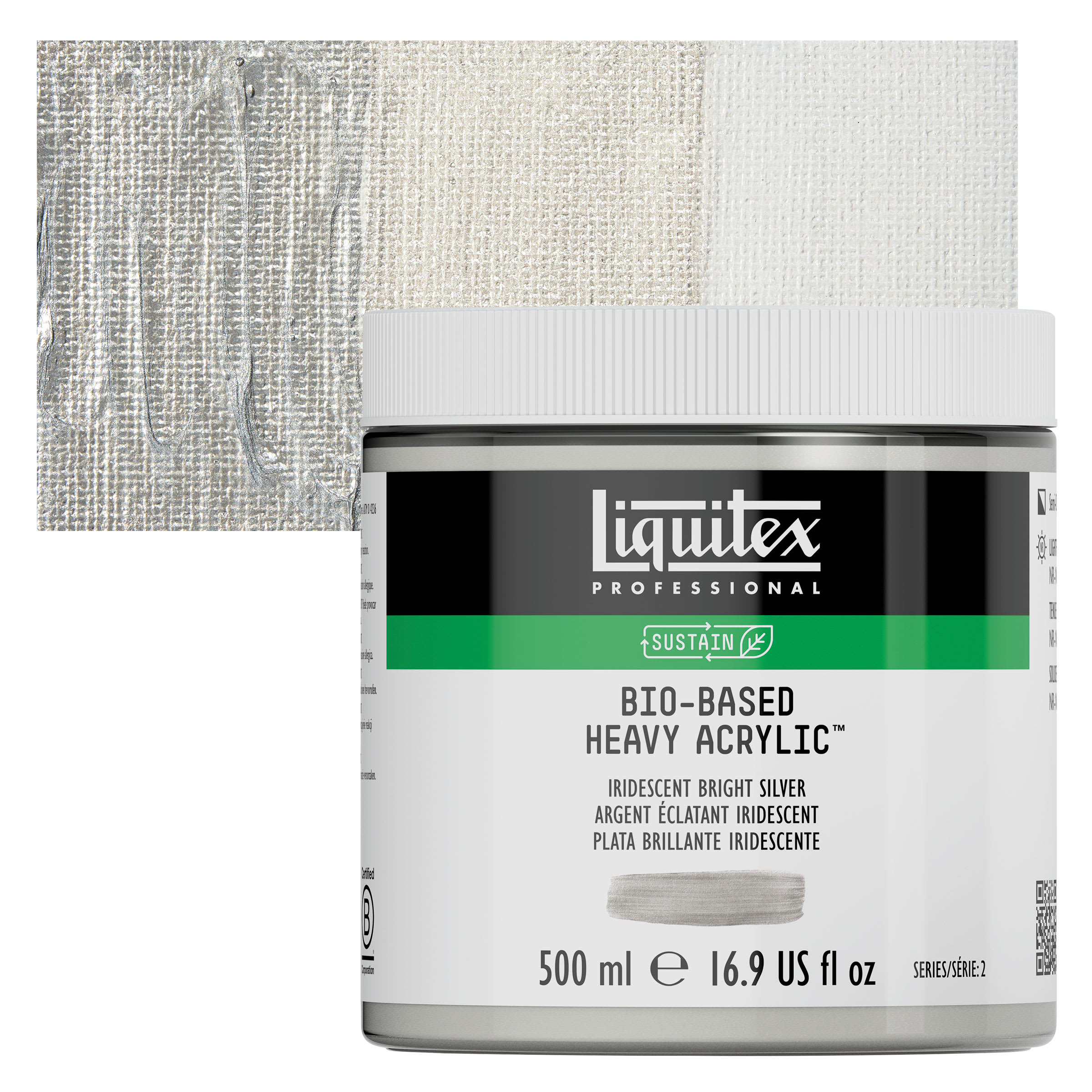 Liquitex Bio-Based Heavy Acrylic Paint - Iridescent Bright Silver, 500 ml