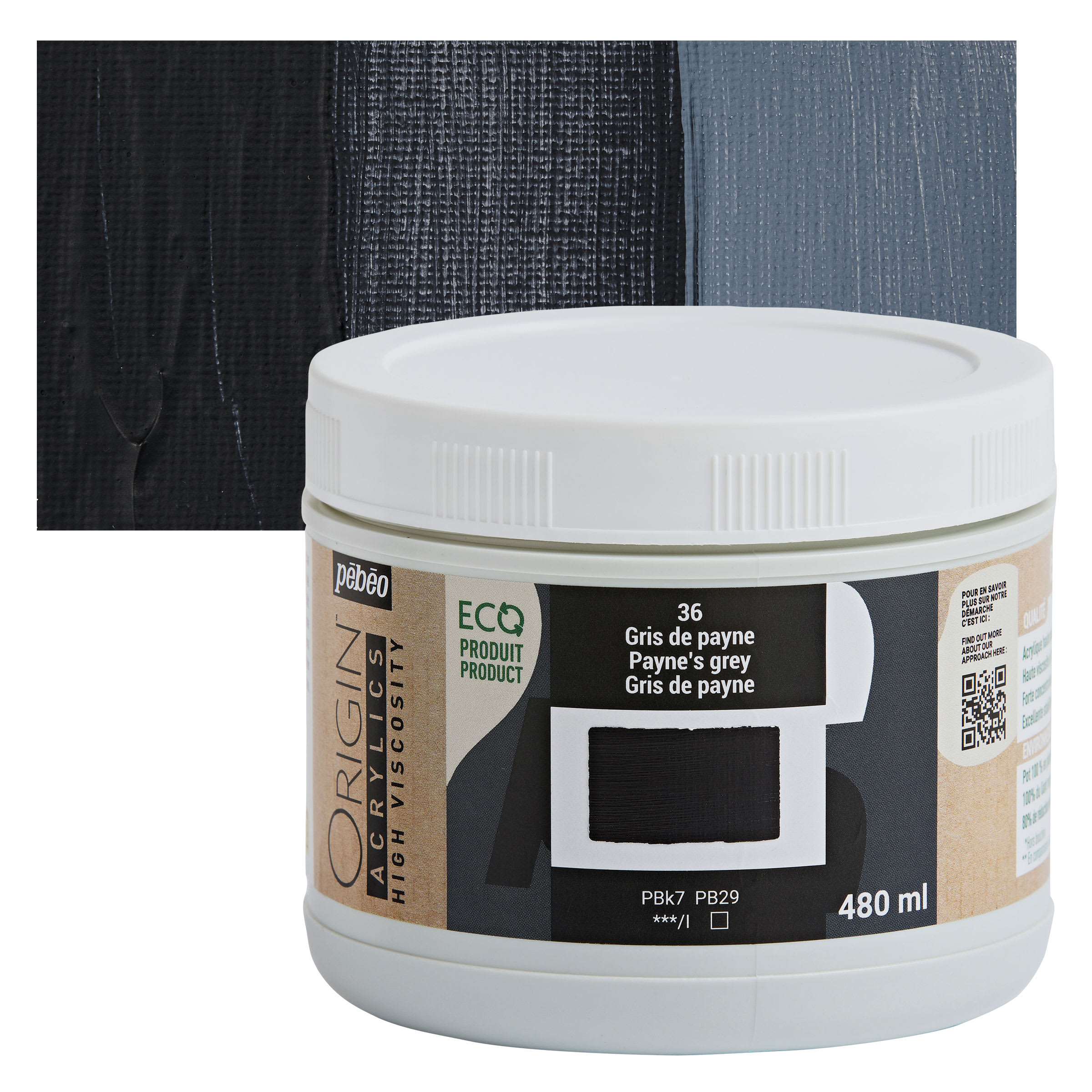 Pebeo Origin Acrylic Paint - Payne's Grey, 480 ml