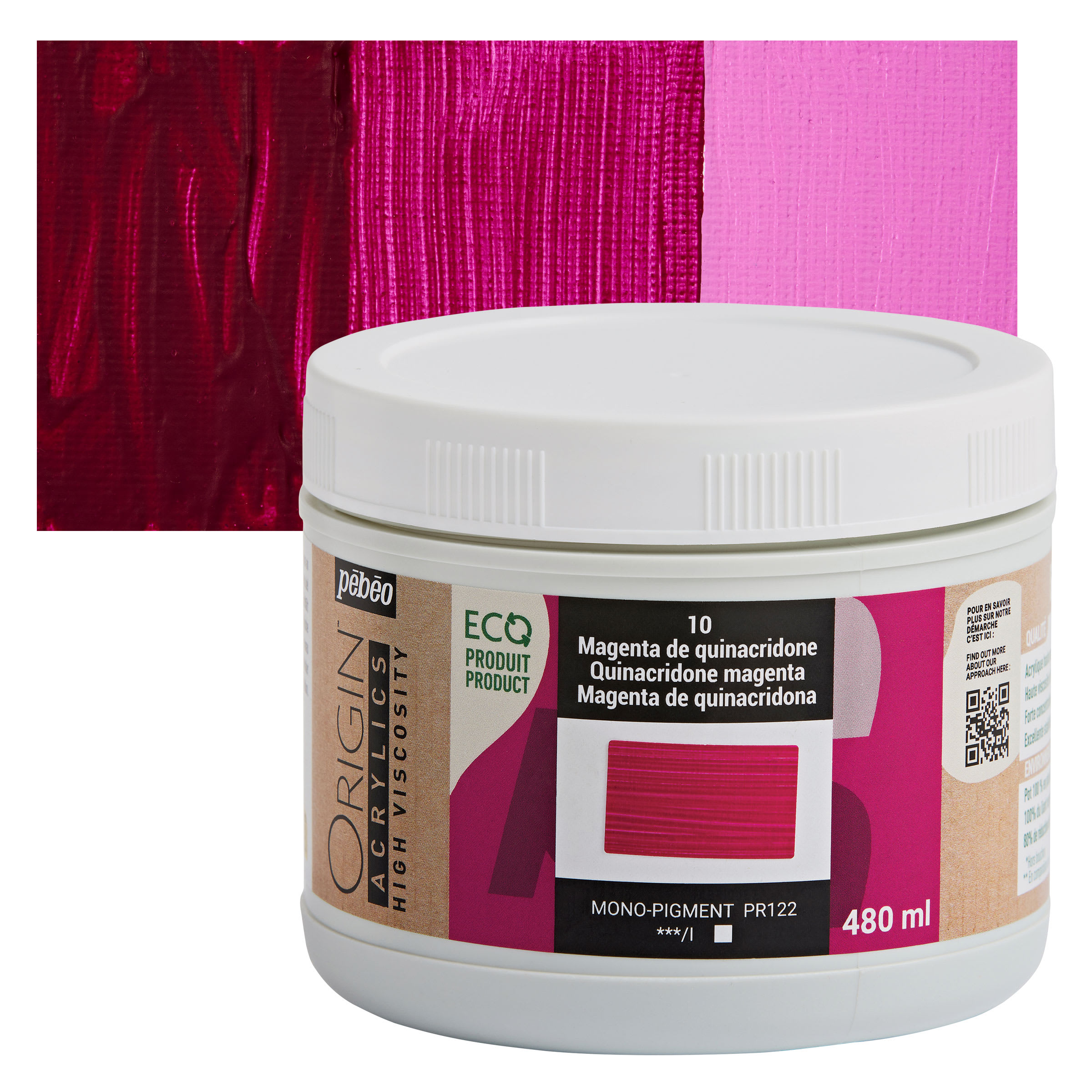 Pebeo Origin Acrylic Paint - Quinacridone Magenta, 480 ml