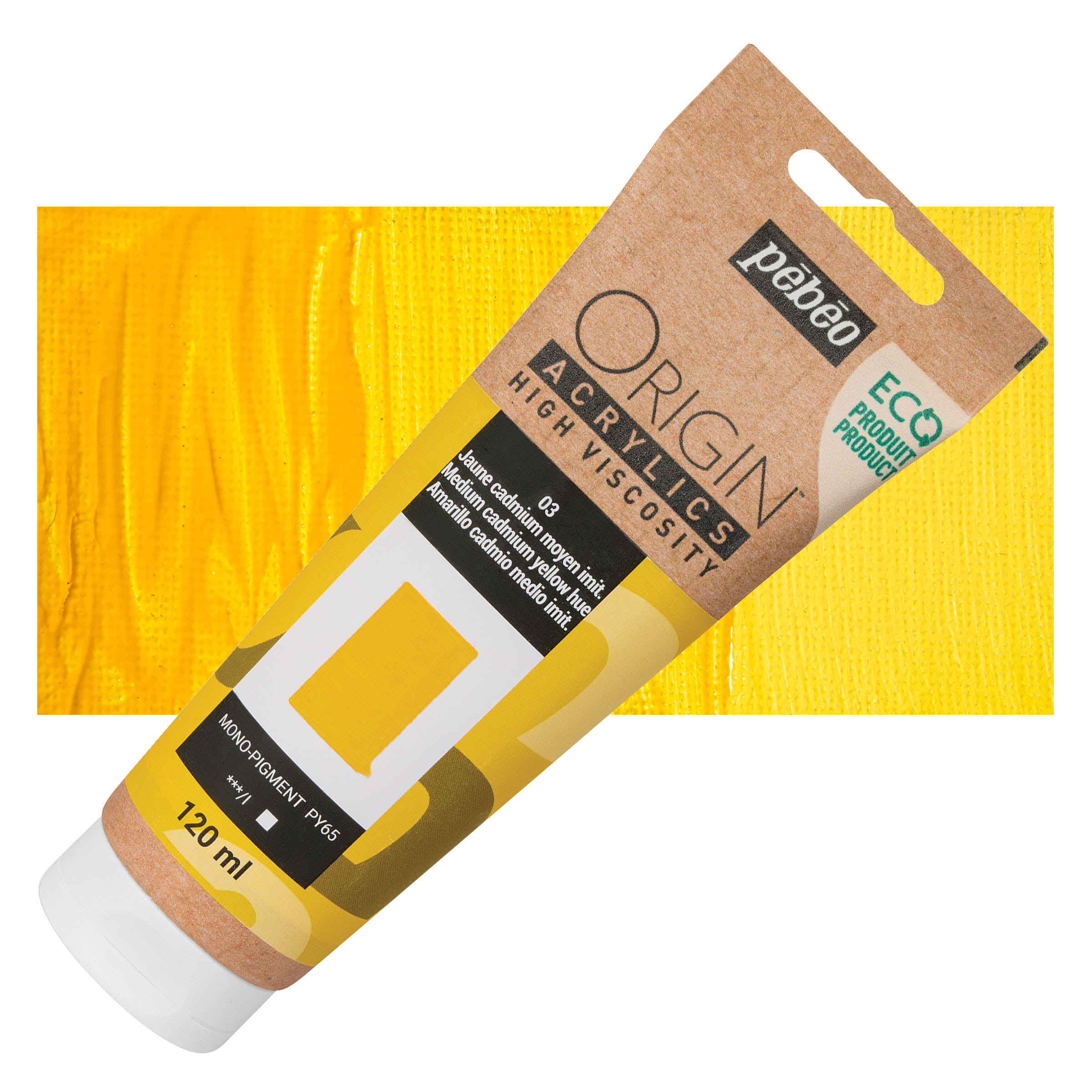 Pebeo Origin Acrylic Paint - Medium Cadmium Yellow Hue, 120 ml