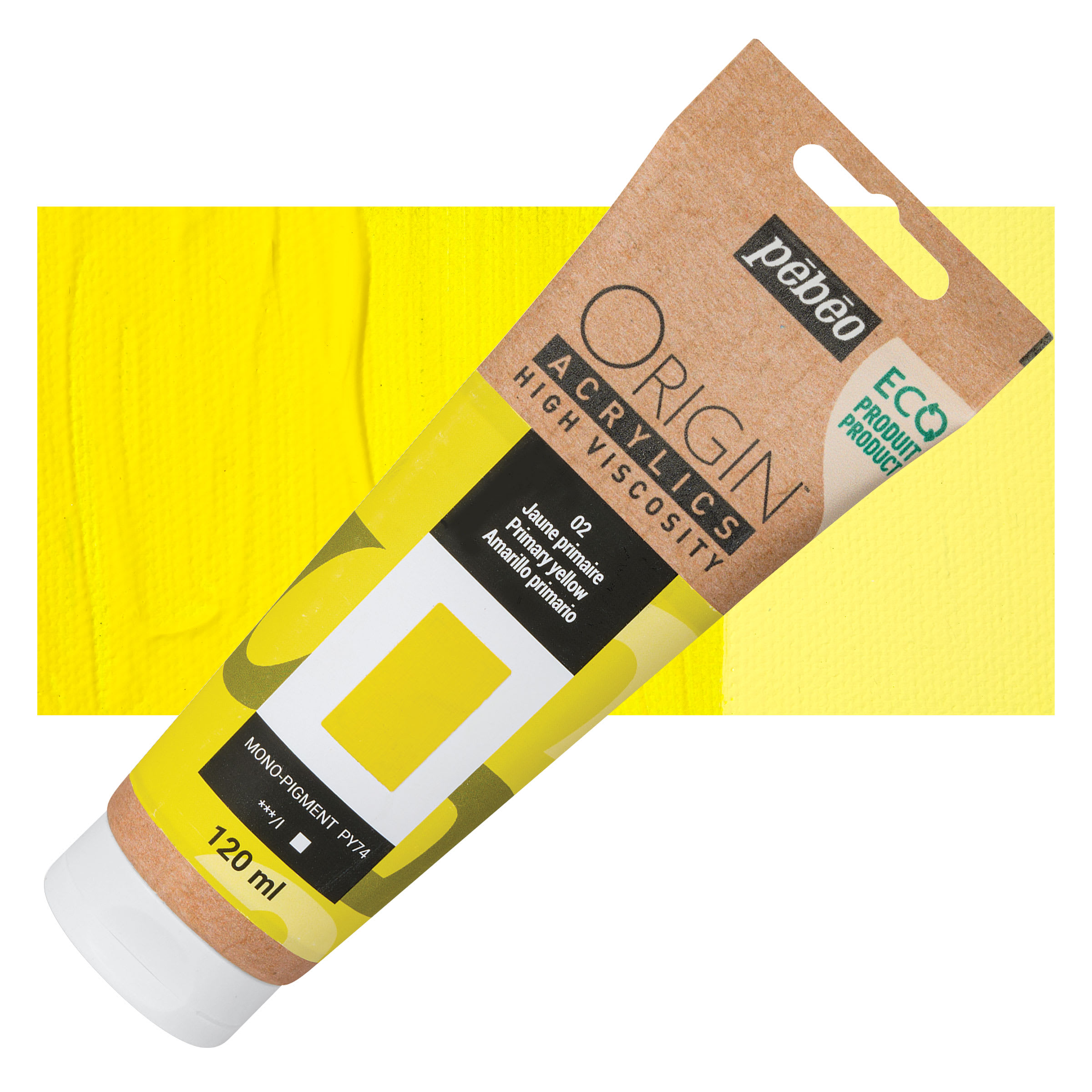 Pebeo Origin Acrylic Paint - Primary Yellow, 120 ml