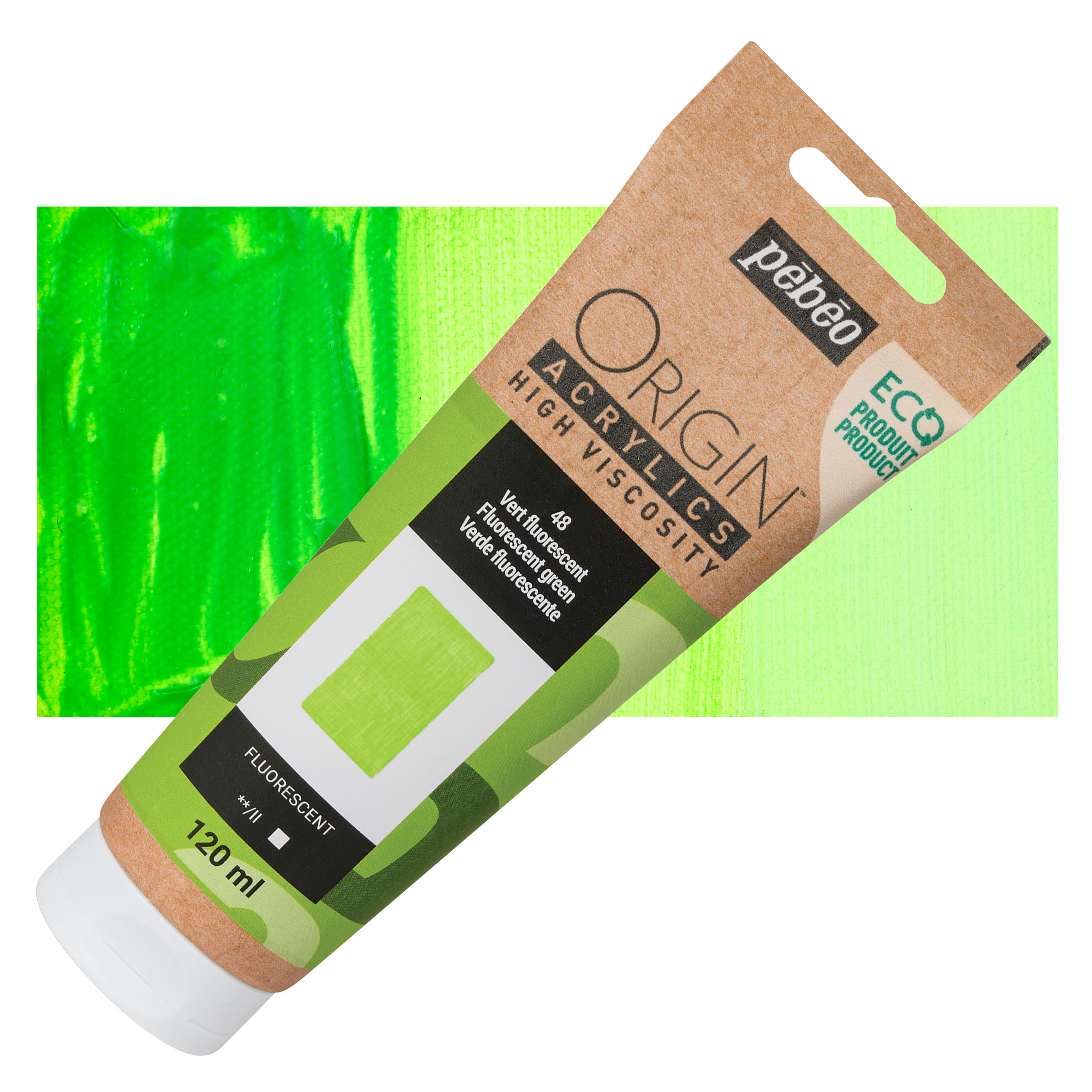Pebeo Origin Acrylic Paint - Fluorescent Green, 120 ml