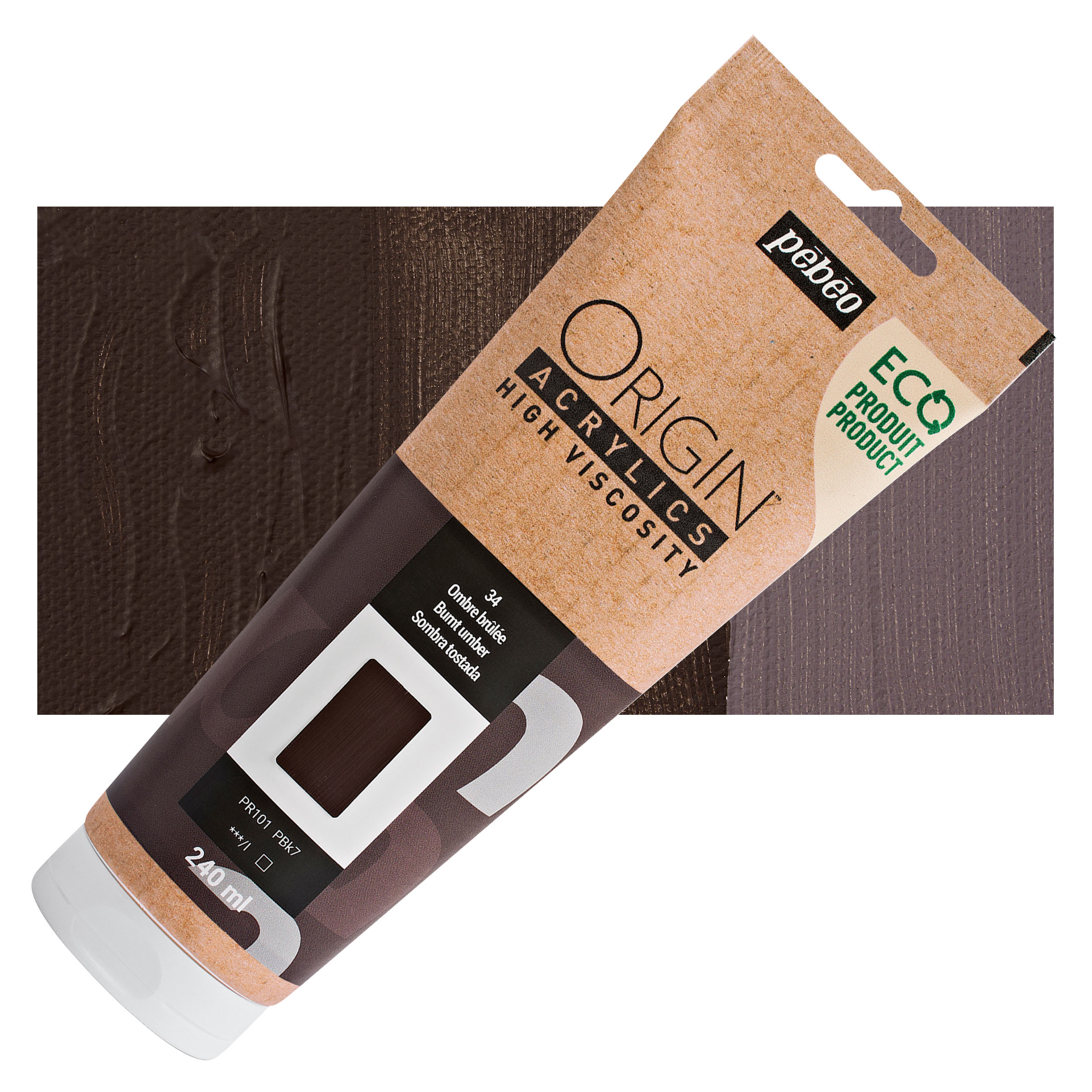 Pebeo Origin Acrylic Paint - Burnt Umber, 240 ml