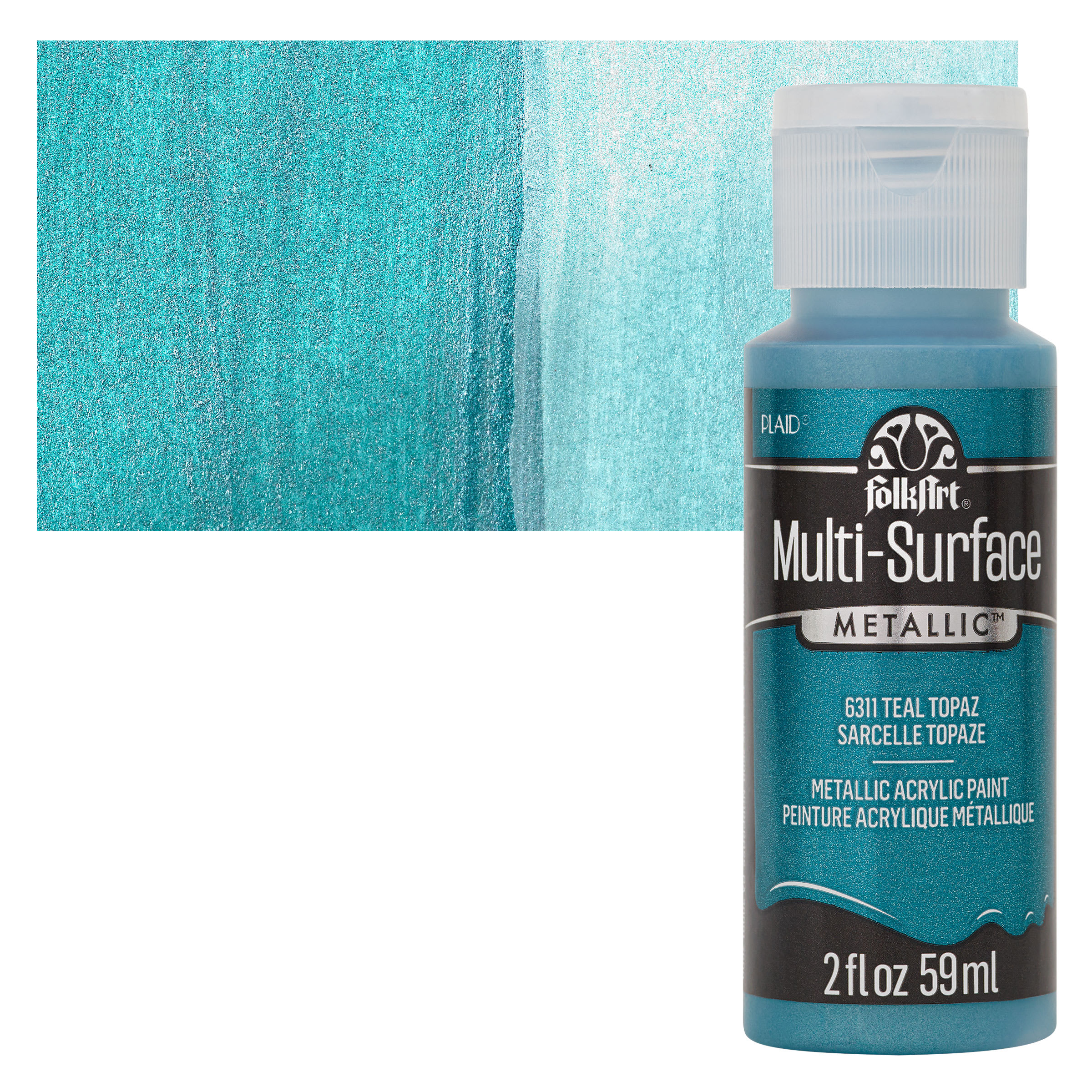 FolkArt Multi-Surface Metallic Acrylic Paint - Teal Topaz, 59 ml