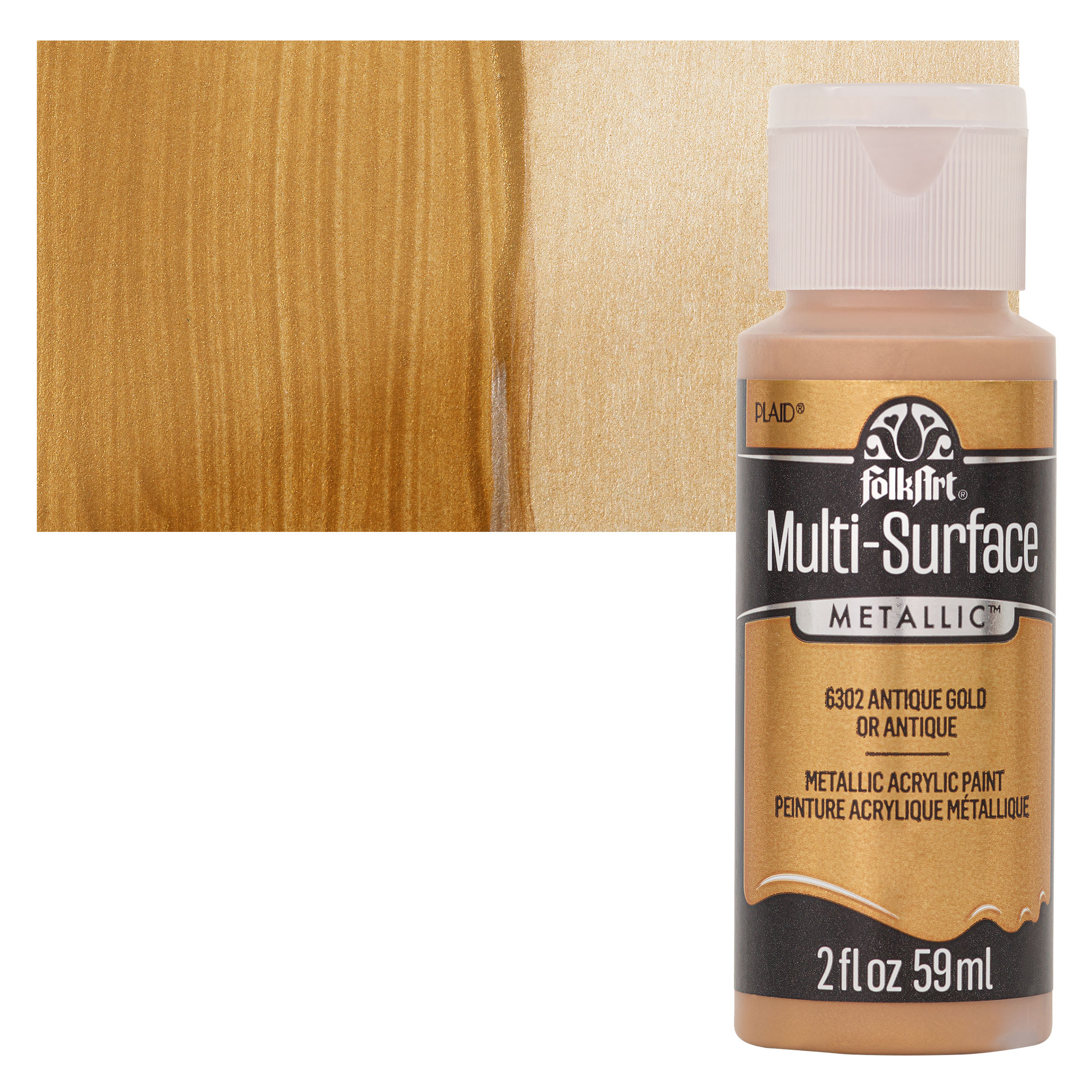 FolkArt Multi-Surface Metallic Acrylic Paint - Antique Gold, 59 ml