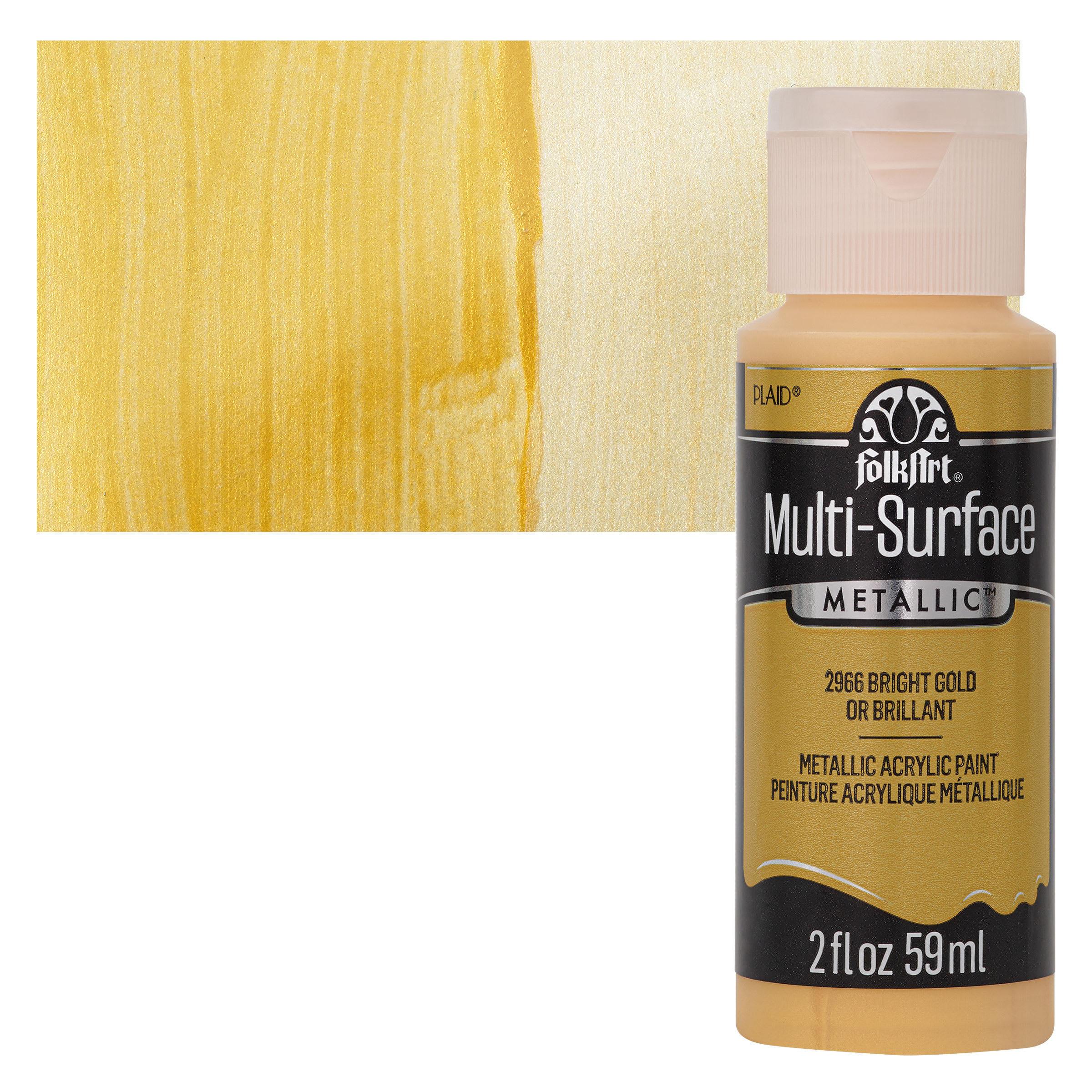 FolkArt Multi-Surface Metallic Acrylic Paint - Bright Gold, 59 ml