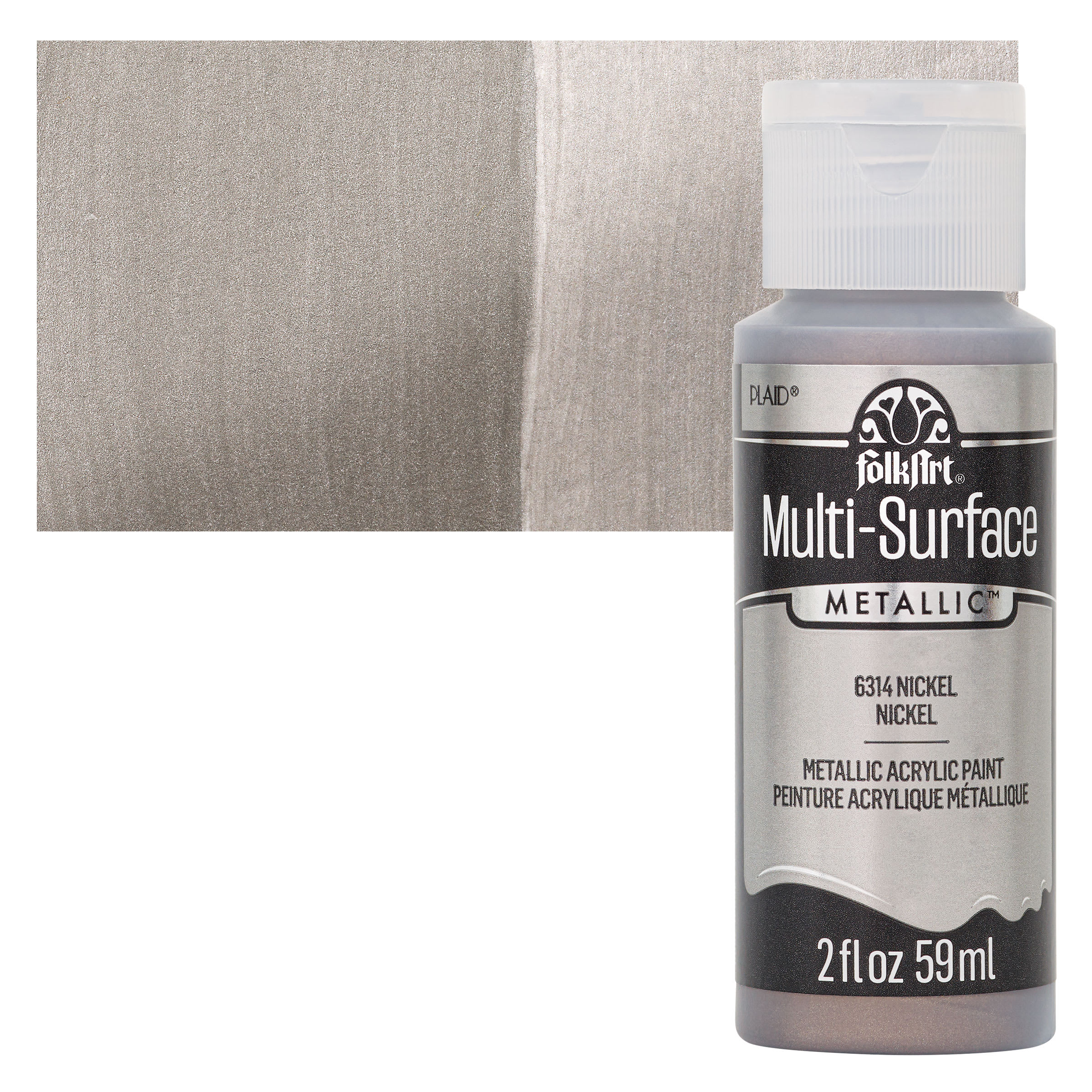 FolkArt Multi-Surface Metallic Acrylic Paint - Nickel, 59 ml