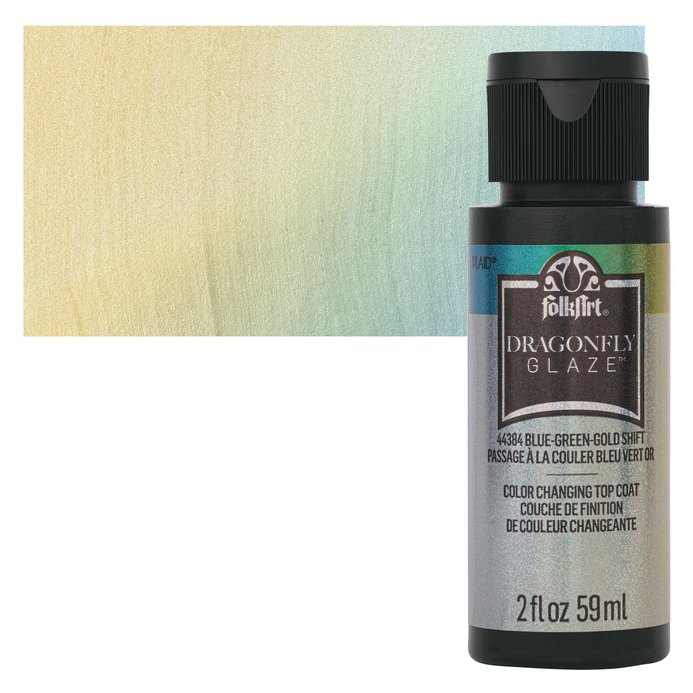 FolkArt® Dragonfly Glaze™ Acrylic Top Coat By Folk Art Paint in Blue Green Gold Shift | 2 fl oz