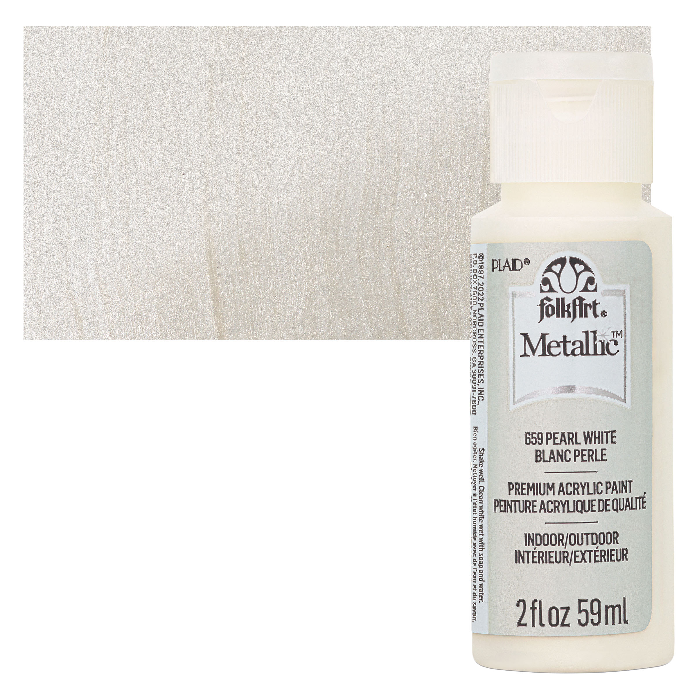 FolkArt Metallic Acrylic Paint - Pearl White, 59 ml