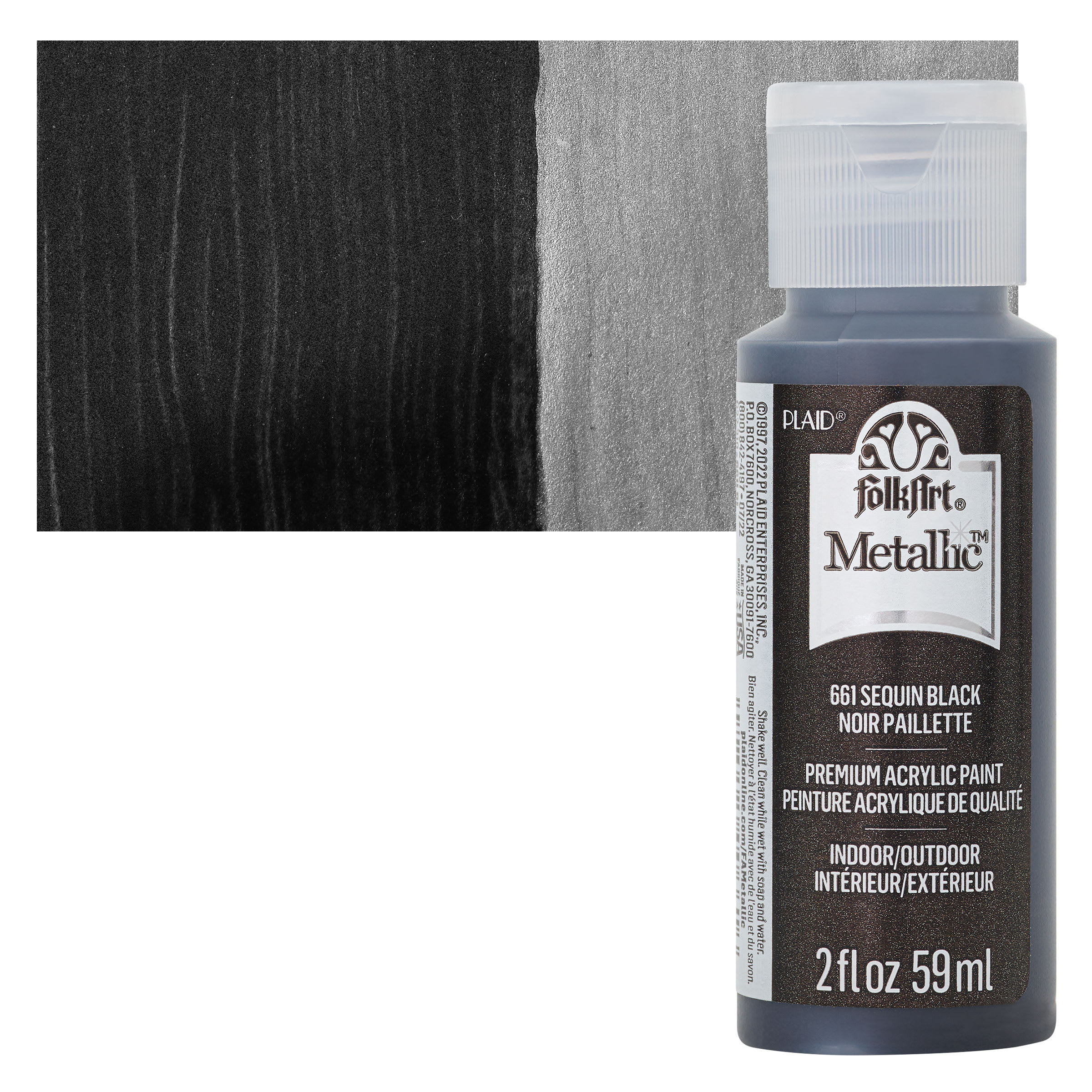 FolkArt Metallic Acrylic Paint - Sequin Black, 59 ml