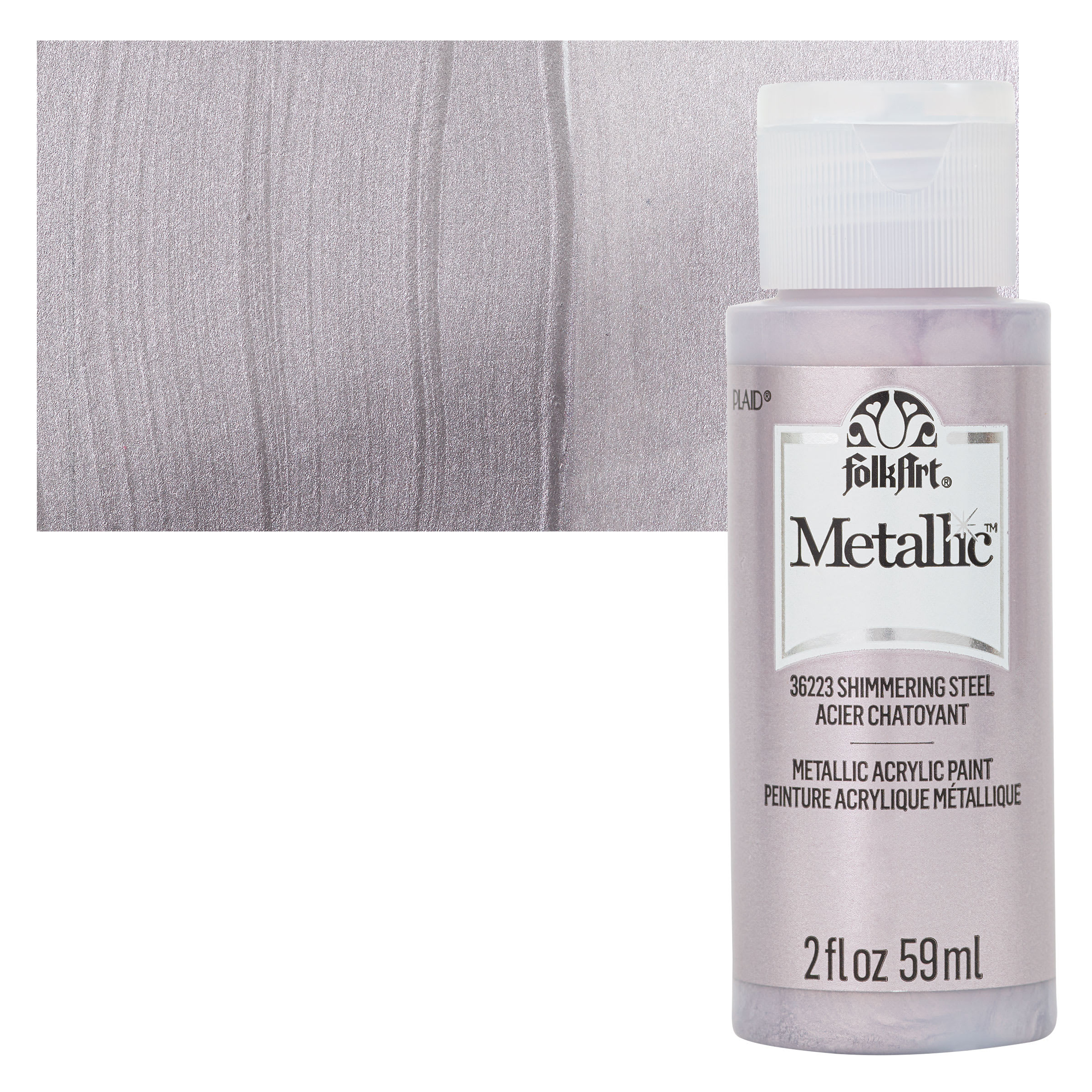 FolkArt Metallic Acrylic Paint - Shimmering Steel, 59 ml