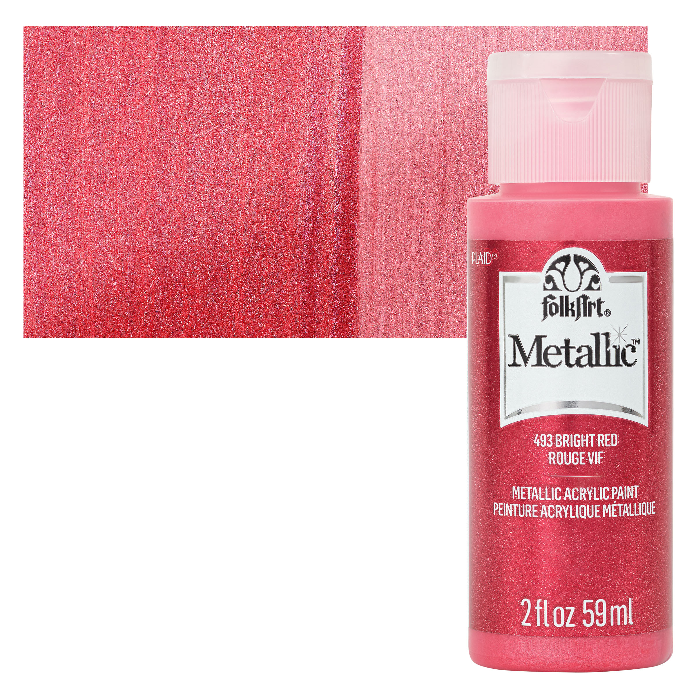FolkArt Metallic Acrylic Paint - Bright Red, 59 ml