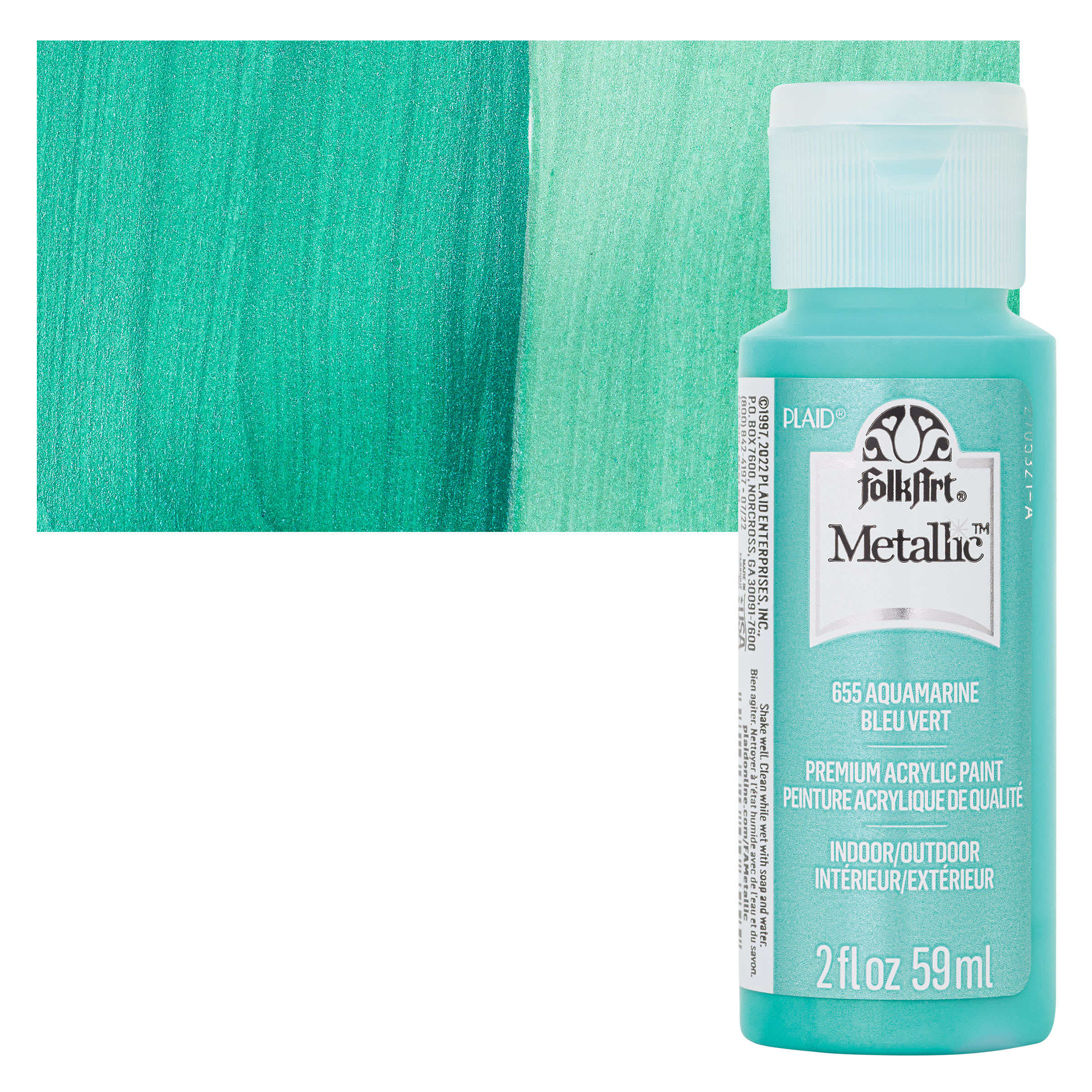 FolkArt Metallic Acrylic Paint - Aquamarine, 59 ml