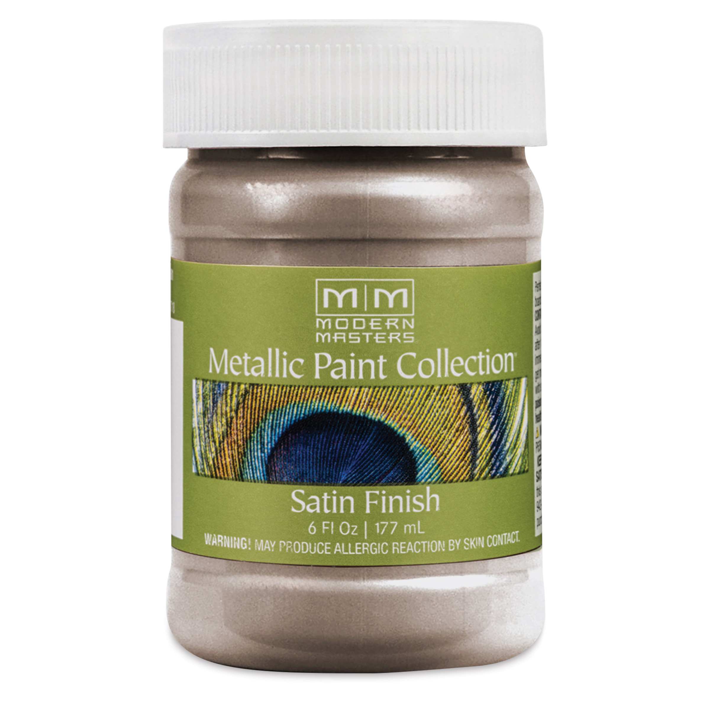 Metallic Paint Collection Satin Warm Silver Water-Based Metallic Paint 6 oz