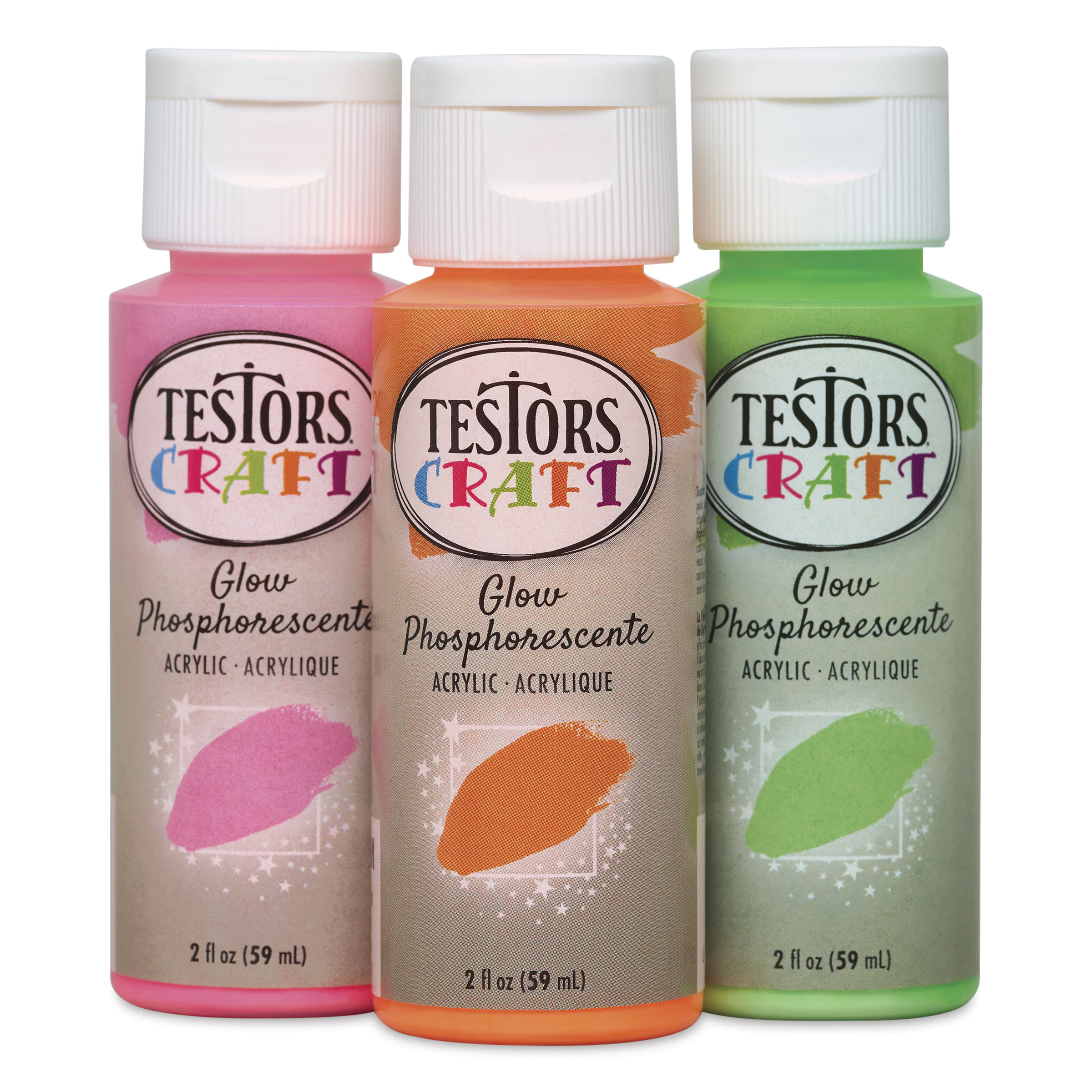 Testors Craft Glow in the Dark Acrylic Paint Set 3-Pack 2 oz (297610)