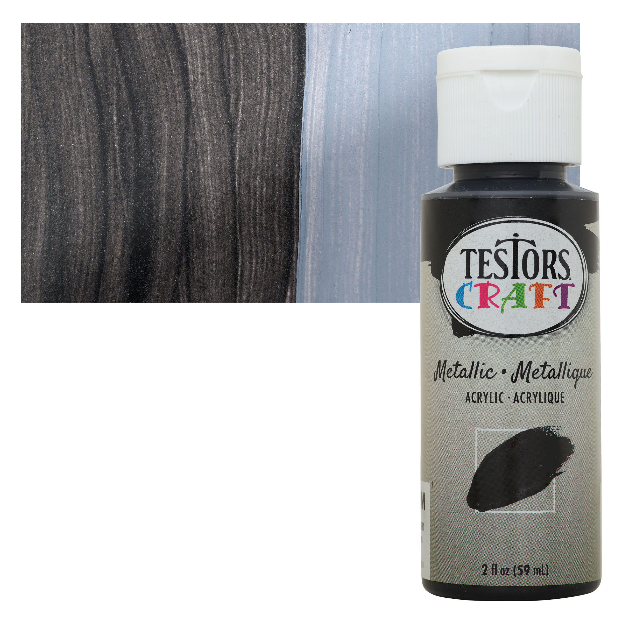 Testors Craft Acrylic Paint - Metallic Black, 2 oz Bottle