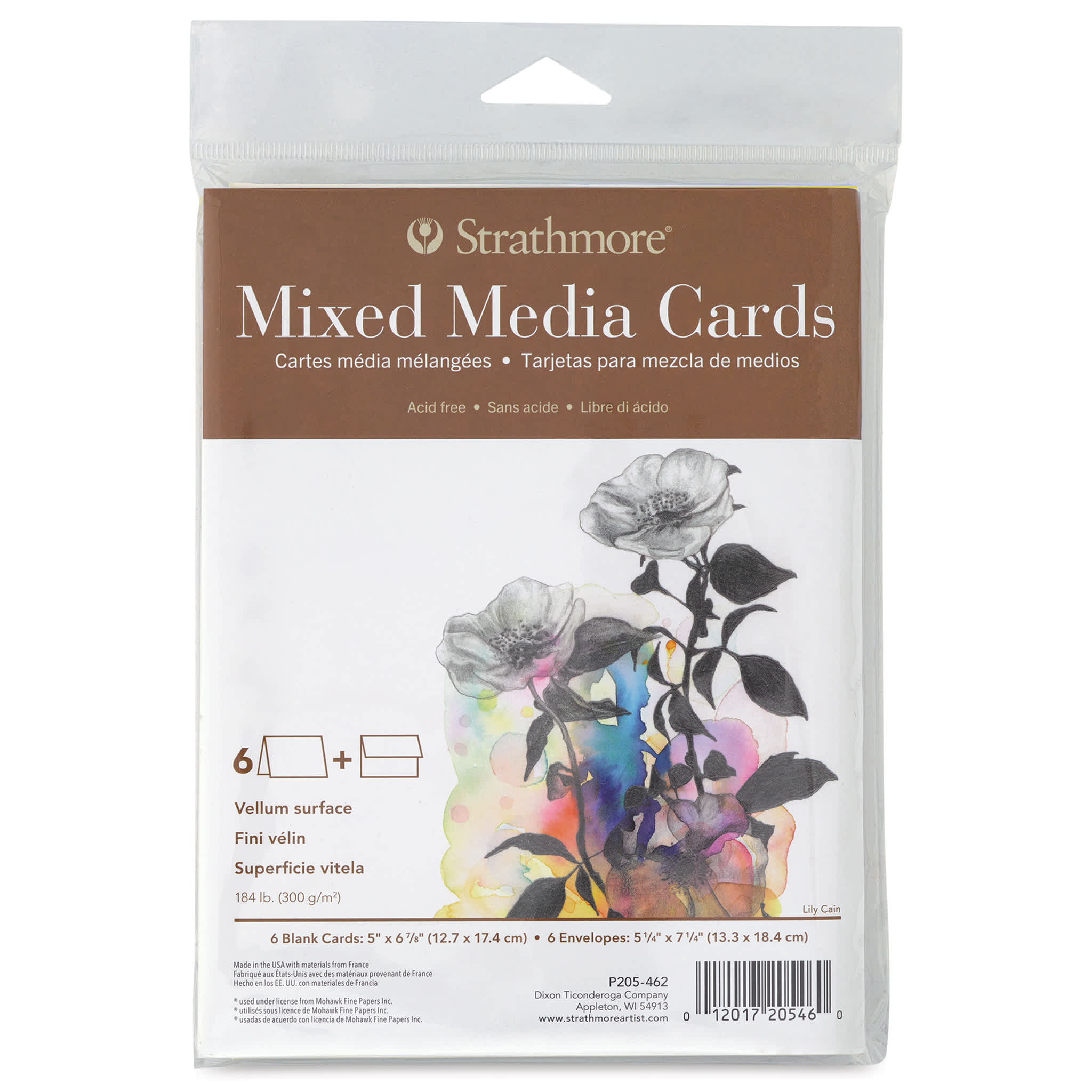 Strathmore 400 Series Mixed Media Cards and Envelopes - Full Size, 5" x 6-7/8", Pkg of 6