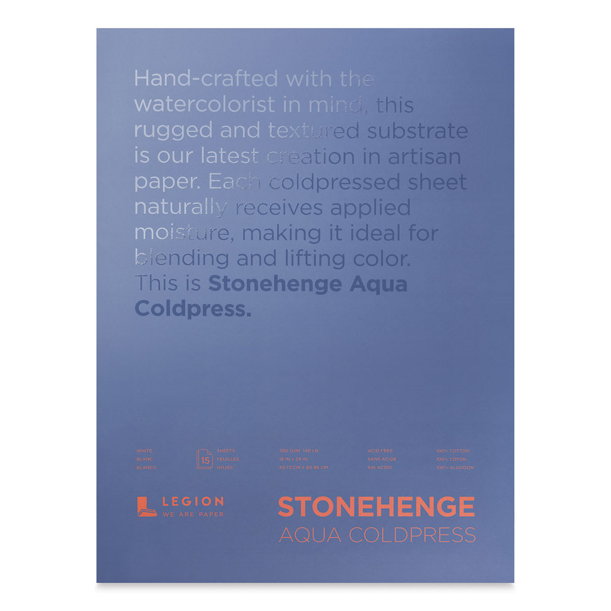 Legion Stonehenge Aqua Watercolor Block - Cold Press, 18" x 24", 140 lb, 15 Sheets