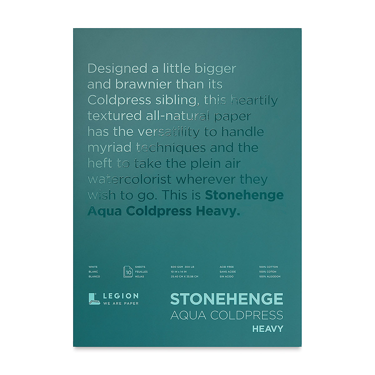 Legion Stonehenge Aqua Watercolor Block - Cold Press, 10" x 14", 300 lb, 10 Sheets