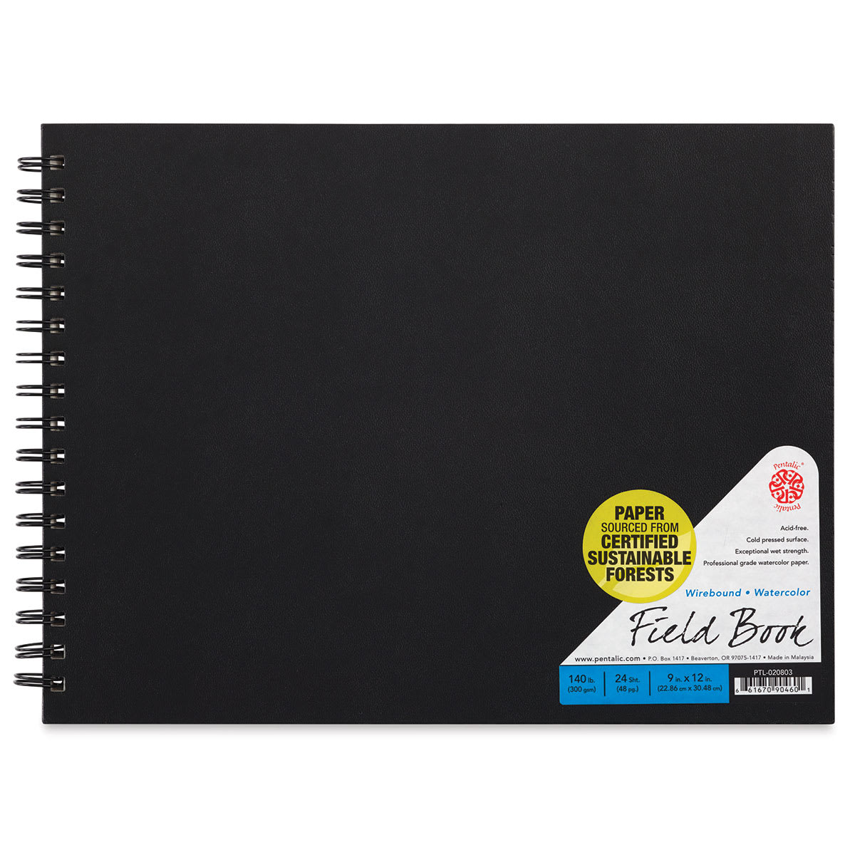 Pentalic Watercolor Field Book - 9" x 12", 24 Sheets
