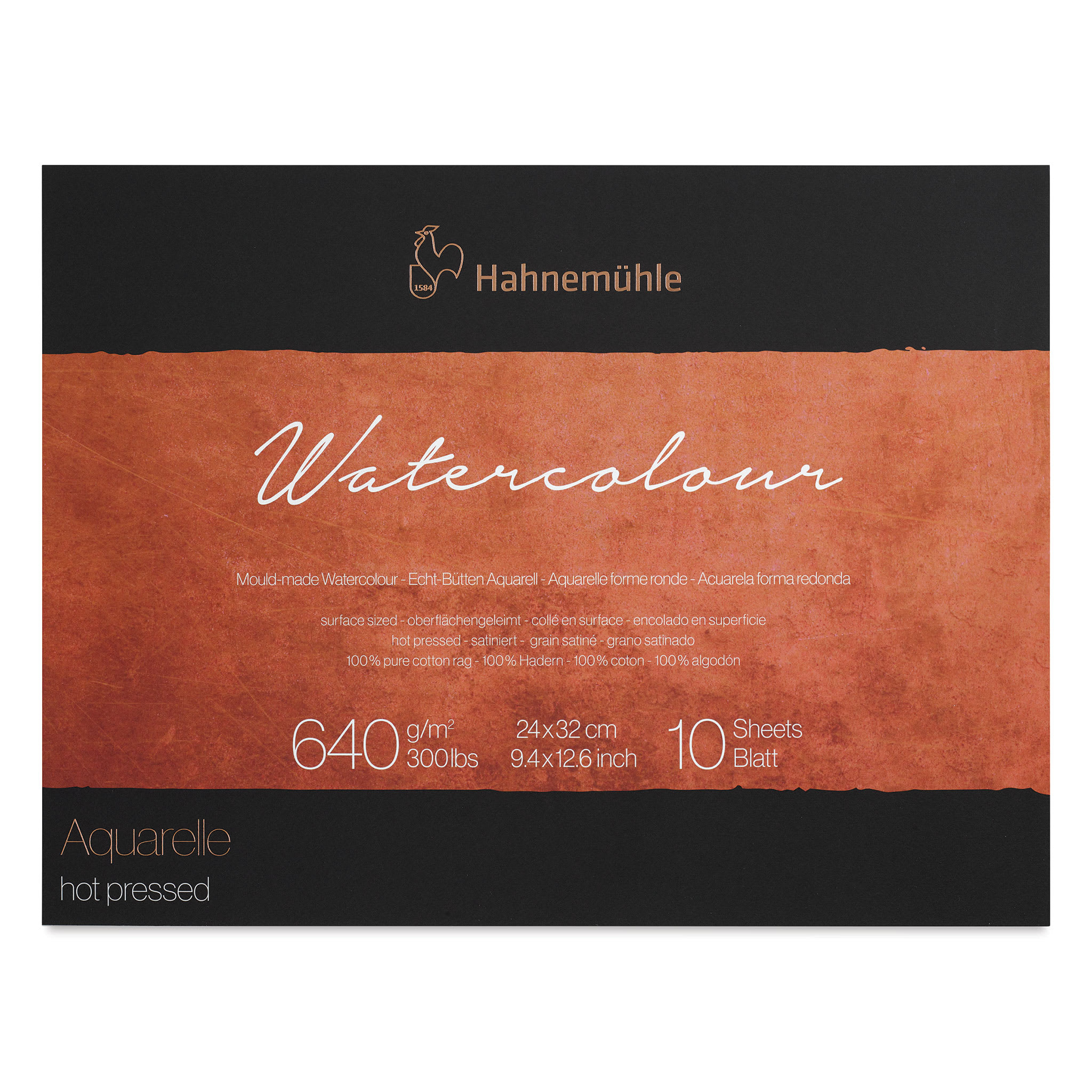 Hahnemühle The Collection Watercolor Block - Hot Press, 9.4" x 12.6", 300 lb, 10 Sheets