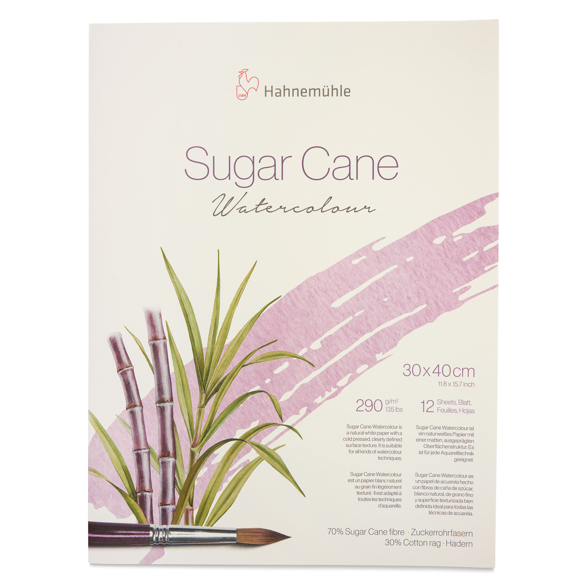 Hahnemühle Sugar Cane Watercolor Block - 11.8" x 15.7", 12 Sheets