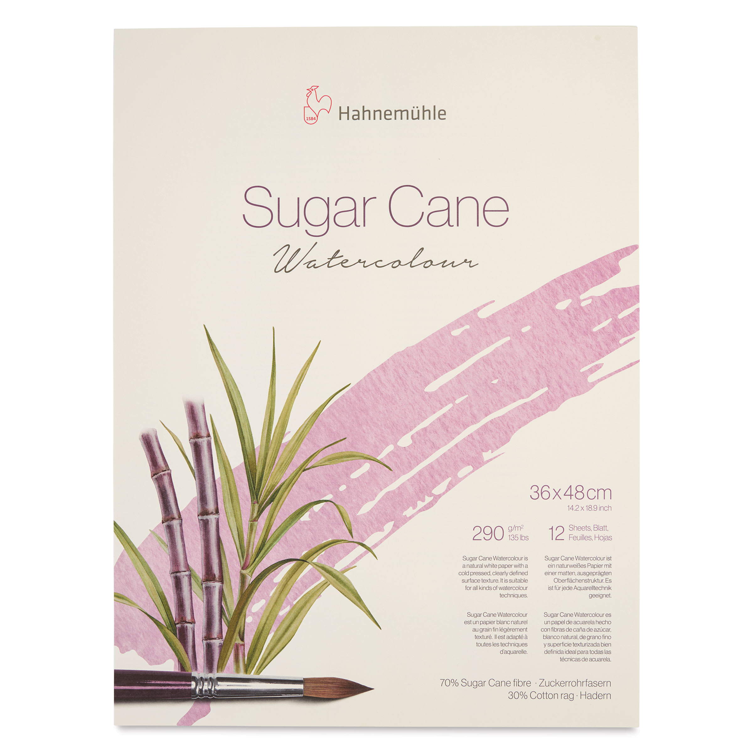 Hahnemühle Sugar Cane Watercolor Block - 14.2" x 18.9", 12 Sheets