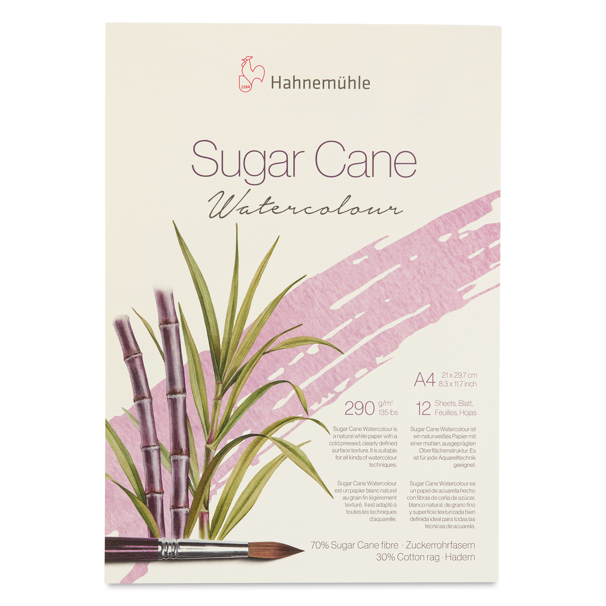 Hahnemühle Sugar Cane Watercolor Block - 8.3" x 11.7", 12 Sheets
